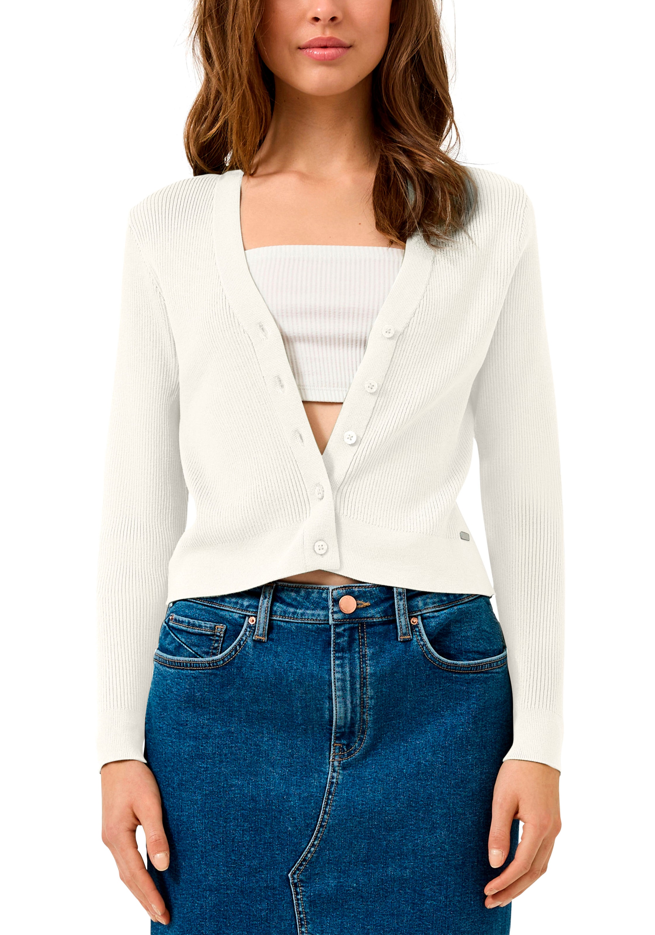 QS Strickjacke mit V-Ausschnitt