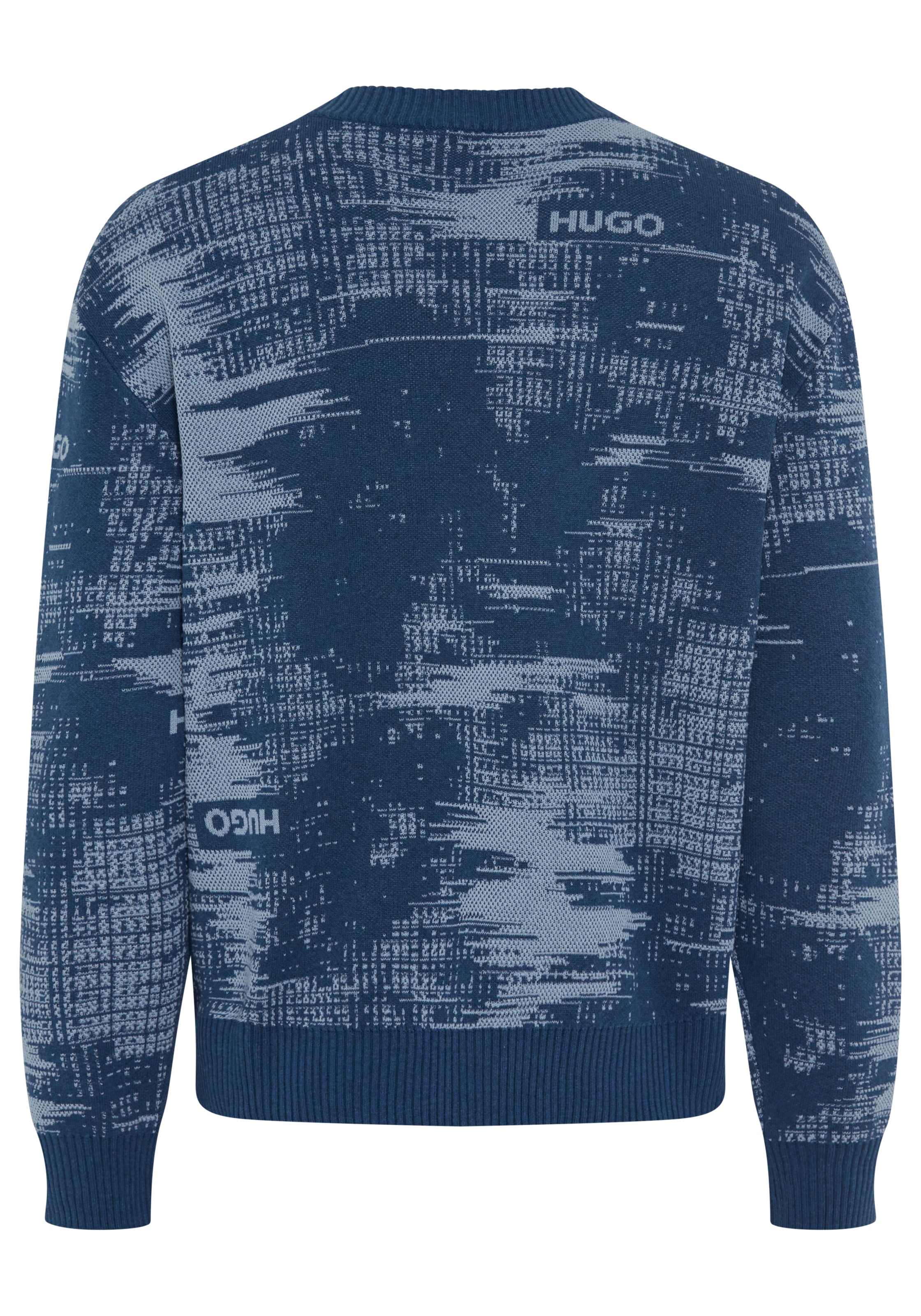 HUGO Blue Jacquardpullover »Sorbas« Rundhalsausschnitt, relaxed fit, Baumwollmix