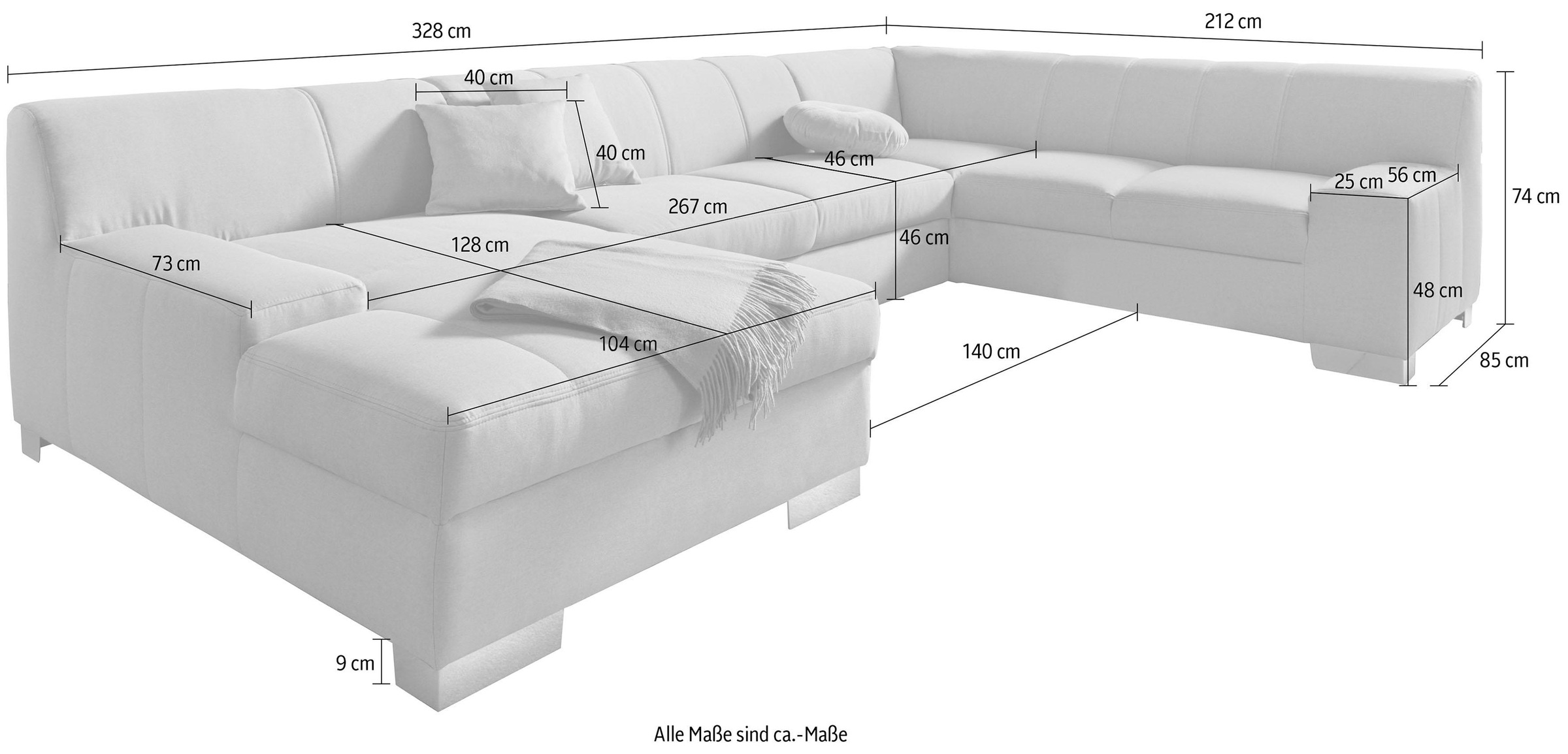 DOMO collection Wohnlandschaft »Bero U-Form«, wahlweise mit Bettfunktion