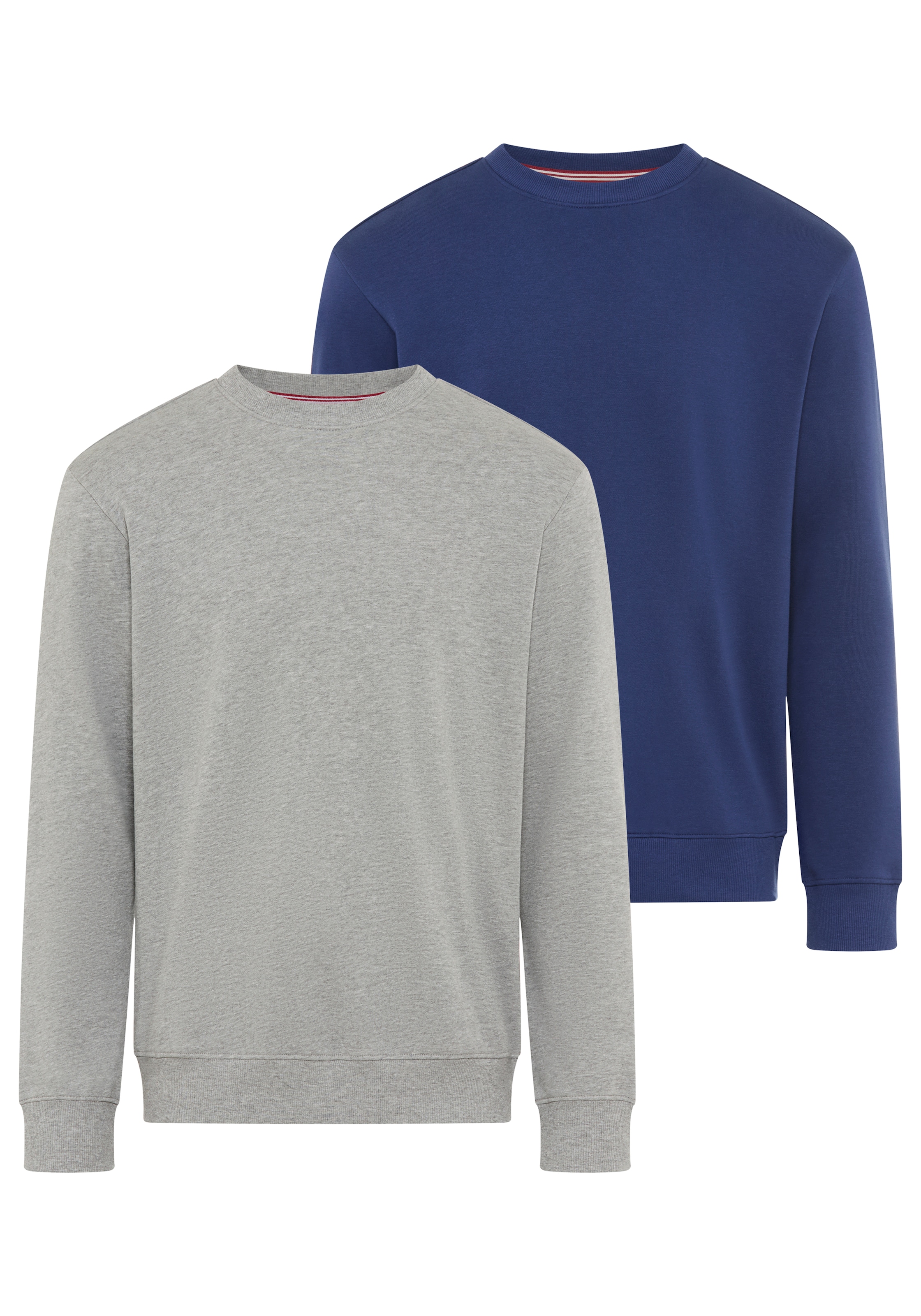 Image of Mans World Sweatshirt, 2 tlg. mit Rundhalsausschnitt, unifarben, Langarm, normale Passform