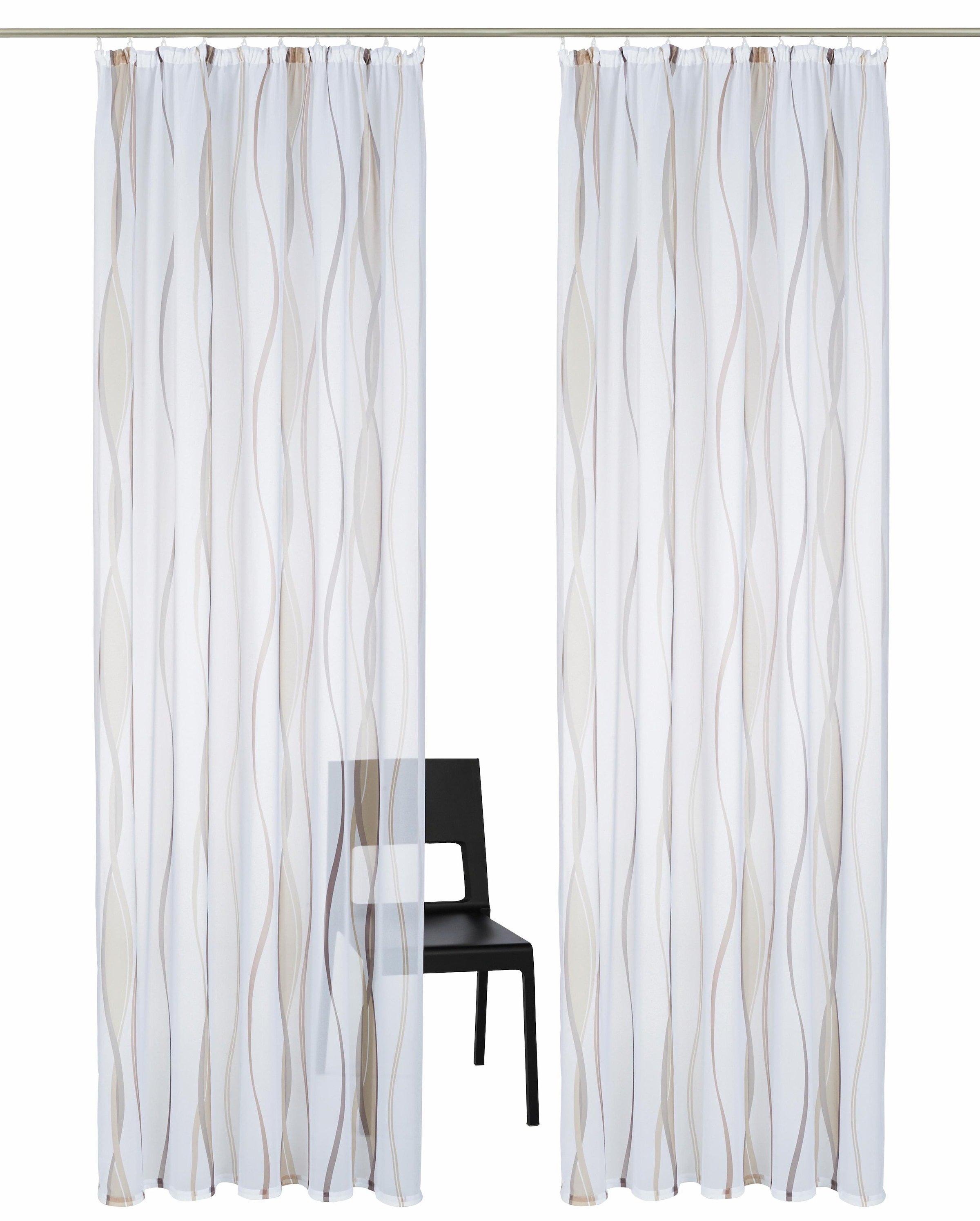 my home Gardine »Dimona«, (2 St.), 2er-Set, Voile, Polyester, Wellen