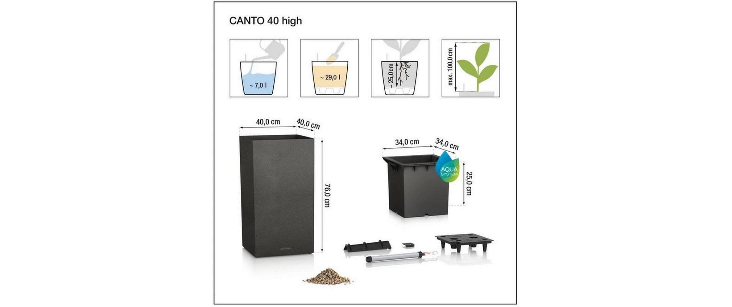 Pflanzkübel "Lechuza CANTO Slatestone 40 high"