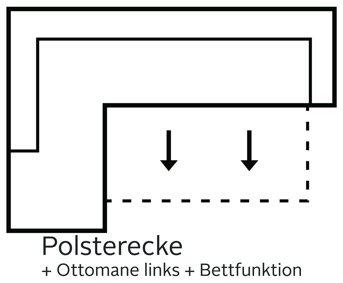 INOSIGN Ecksofa »Sapporo L-Form«, wahlweise Bettfunktion oder Sitztiefenverstellung, Federkern