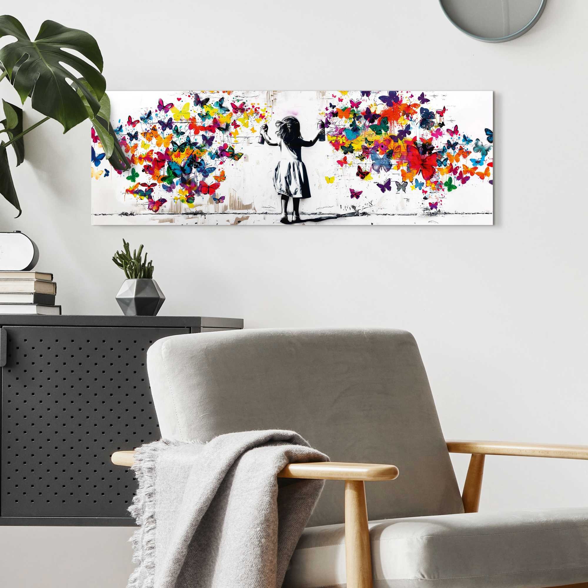 Reinders Deco-Panel "Graffiti-Schmetterlinge" Teenager Zimmer - Mehrfarbig - MDF - Street Art - 90x30 cm
