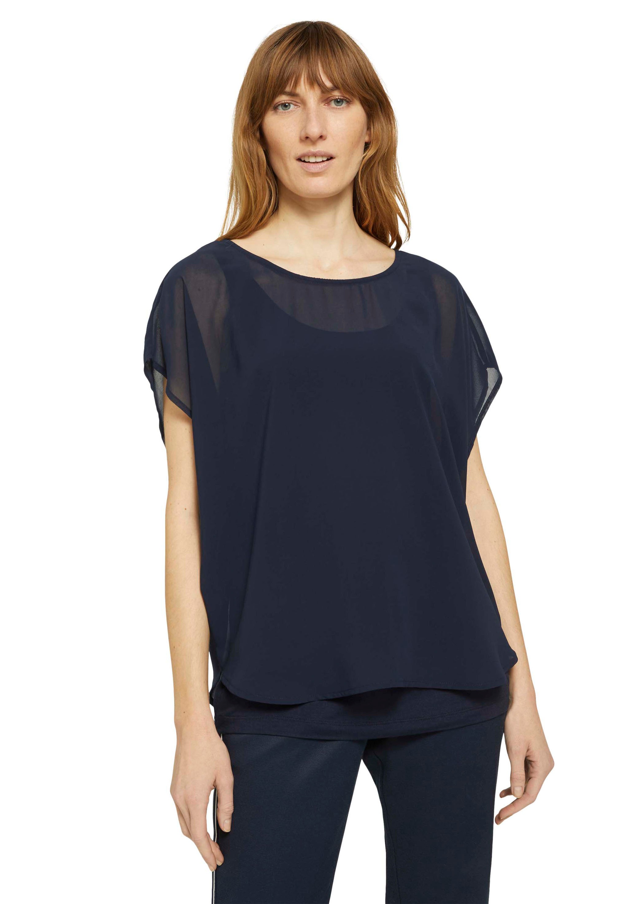 Image of TOM TAILOR Blusenshirt, mit leicht transparenten Akzenten bei Ackermann Versand Schweiz