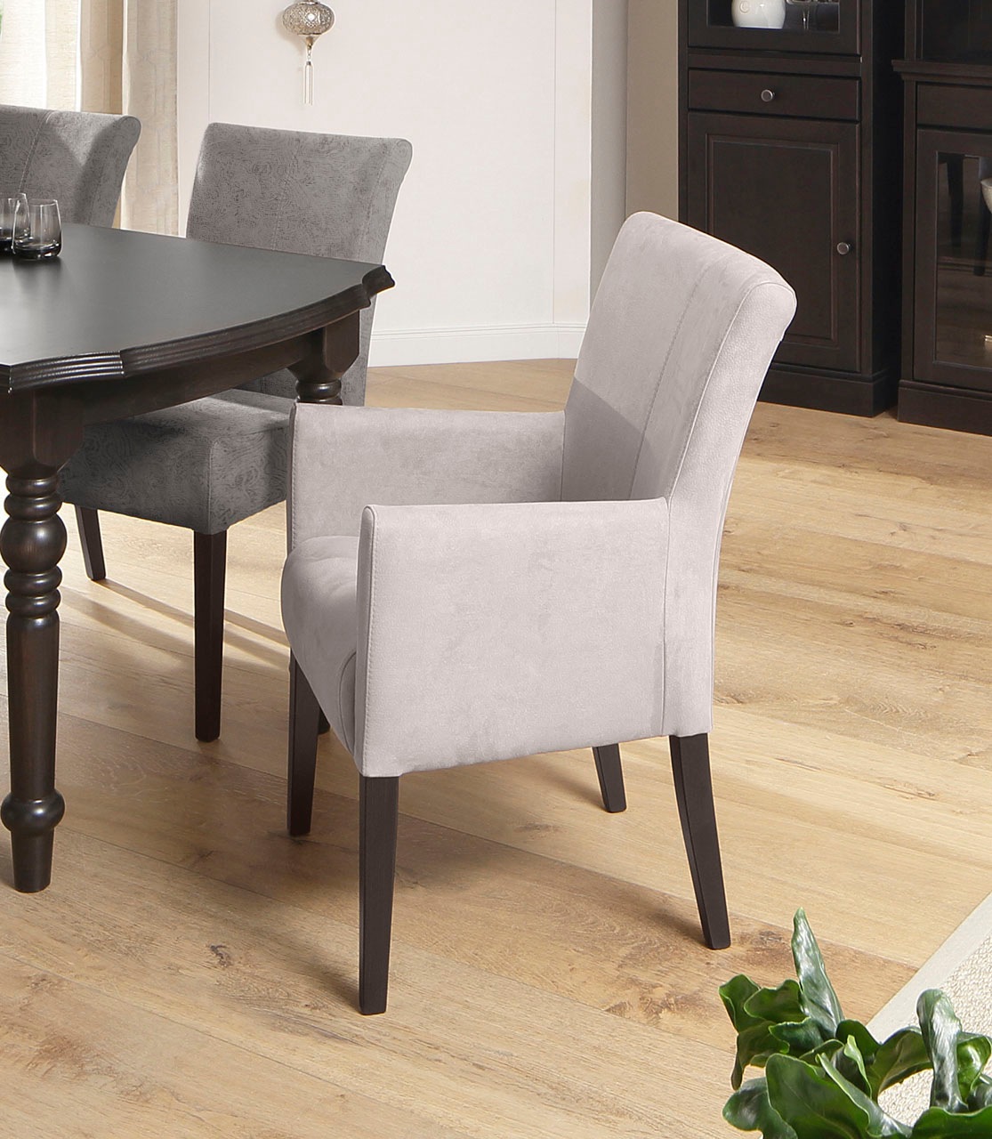 Home affaire Esszimmerstuhl "Queen" (Set) 2 Stk.Beine aus massiver Buche, wengefarben lackiert, Polsterstuhl