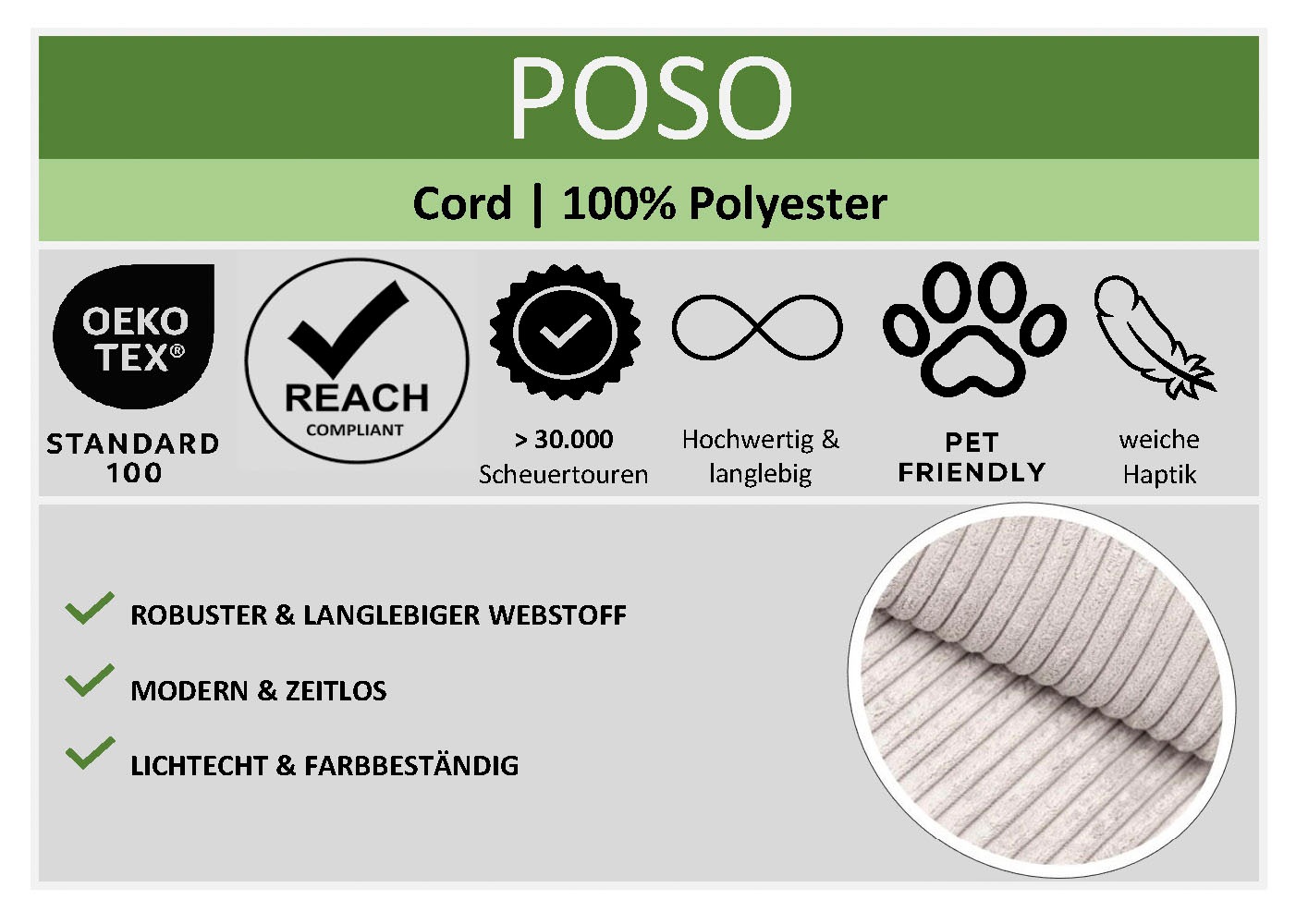 meise.möbel Lit de boxe »Korsika inkl. Bettkasten, mit Cord-Stoff bezogen«