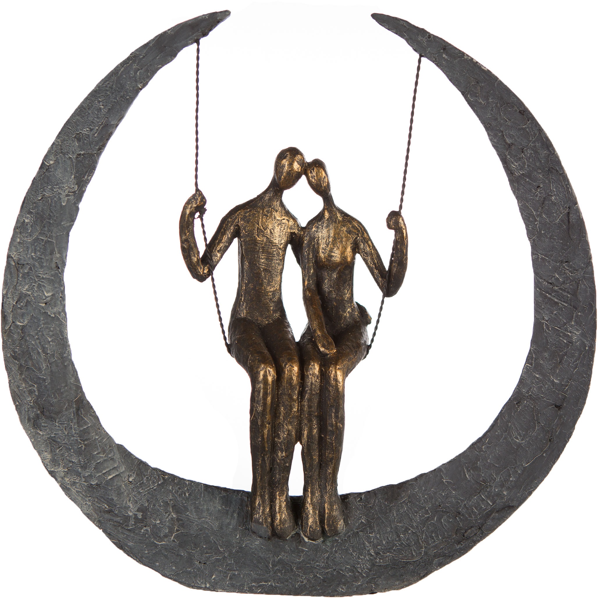 Image of Casablanca by Gilde Dekofigur »Skulptur Swing, bronzefarben/grau«, (1 St.), Dekoobjekt, Höhe 30, Pärchen auf Schaukel, mit Spruchanhänger, Wohnzimmer bei Ackermann Versand Schweiz