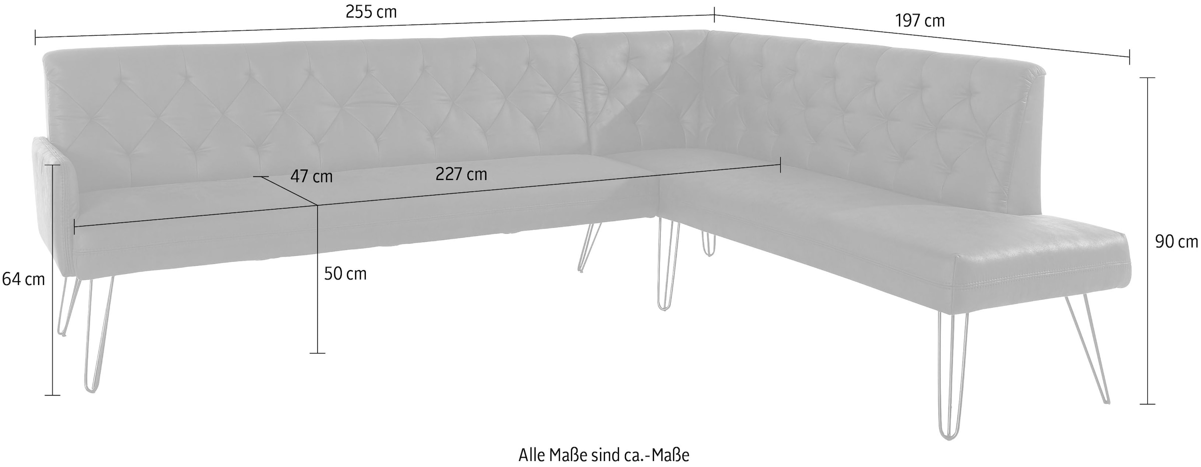 exxpo - sofa fashion Eckbank »Doppio, Chesterfield Optik, komfortabel und bequem, hohe Designfüsse«, Frei im Raum stellbar