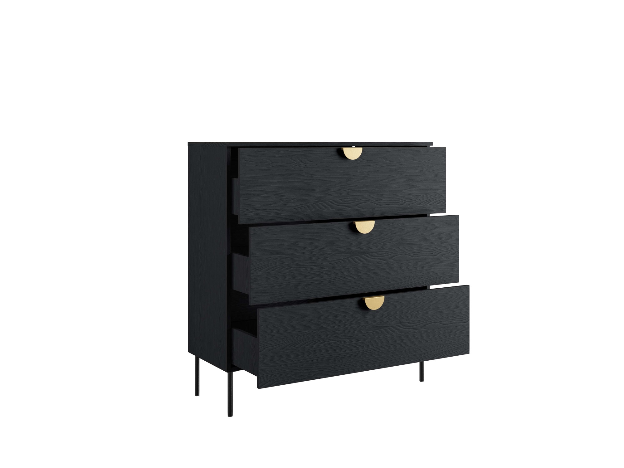 Leonique Kommode »BELLOT Sideboard mit 3 Schubladen, Masse B/T/H: 100/40/107 cm«, auf Metallfüssen, mit goldfarbenenen Metallgriffe