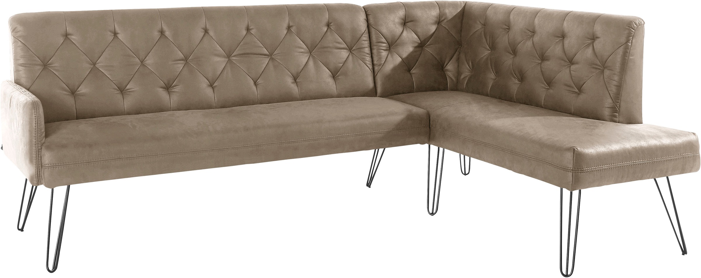 exxpo - sofa fashion Eckbank »Doppio, Chesterfield Optik, komfortabel und bequem, hohe Designfüsse«, Frei im Raum stellbar