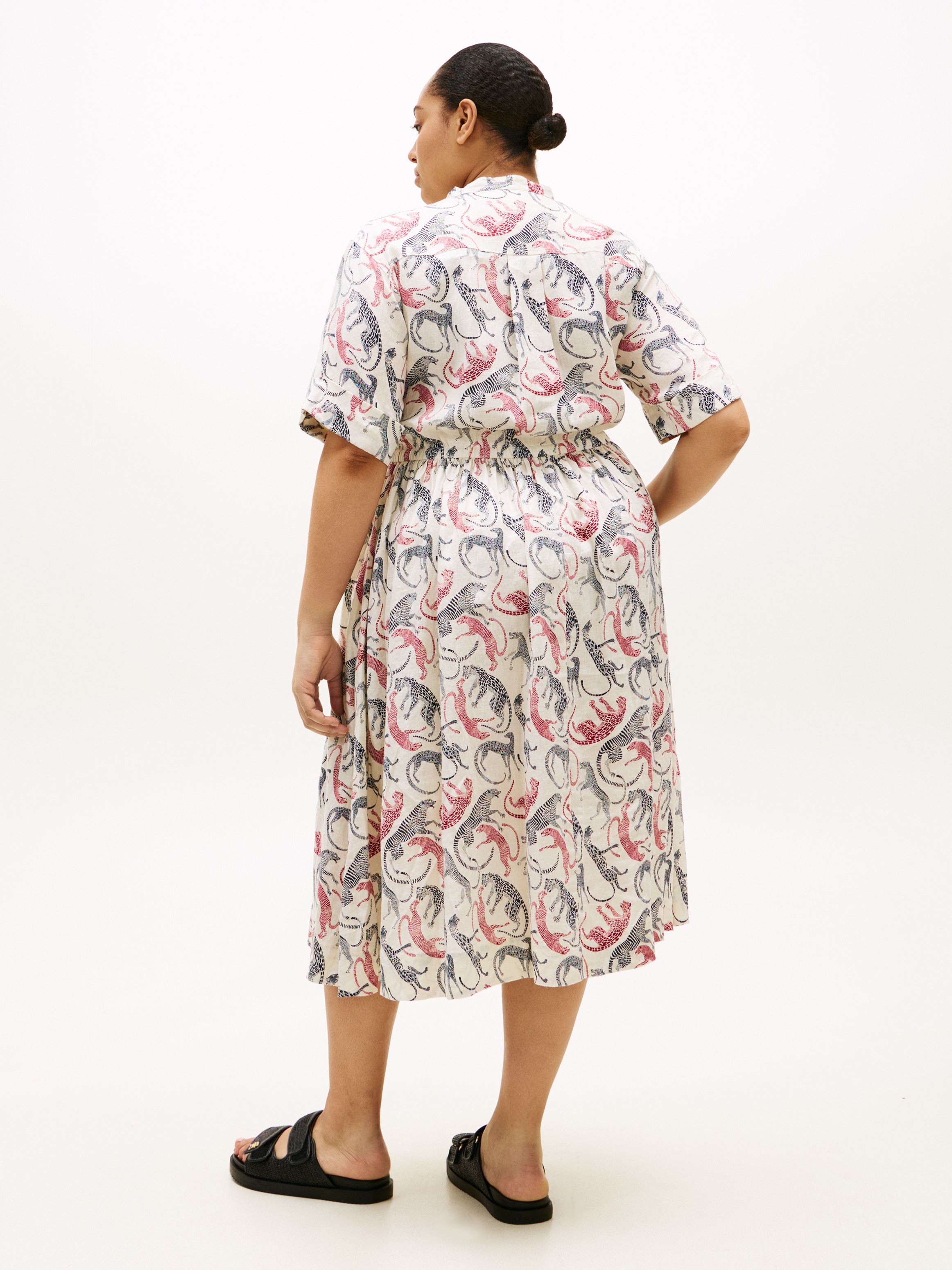 Tommy Hilfiger Curve Midikleid »CRV LINEN MIDI SHIRT DRESS SS« in grossen Grössen, Taille mit Bindeband