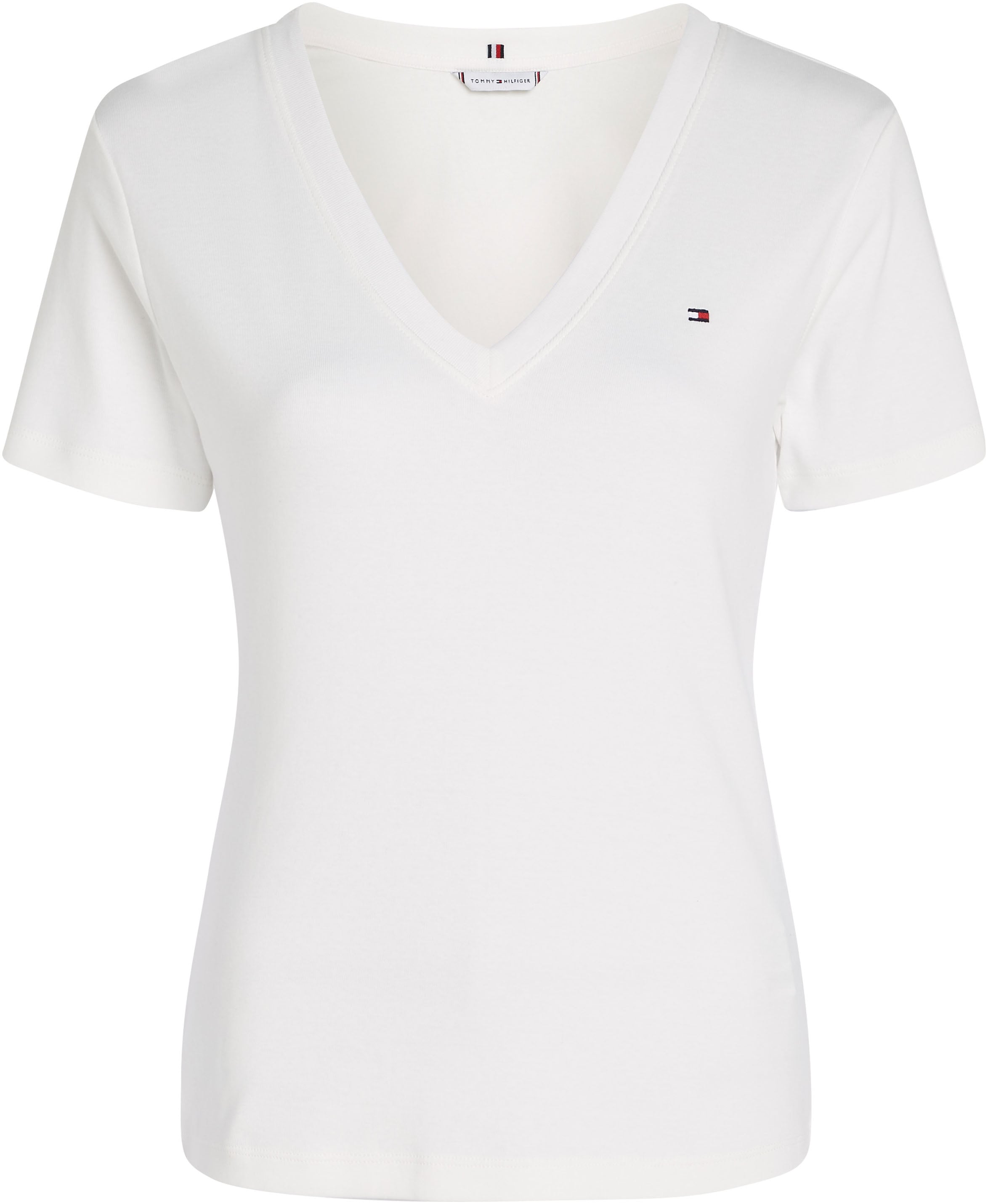 Tommy Hilfiger T-Shirt »SLIM CODY V-NK SS mit V-Ausschnitt und Streifen«, gestreift, casual, slim fit, Baumwolle, V-Ausschnitt