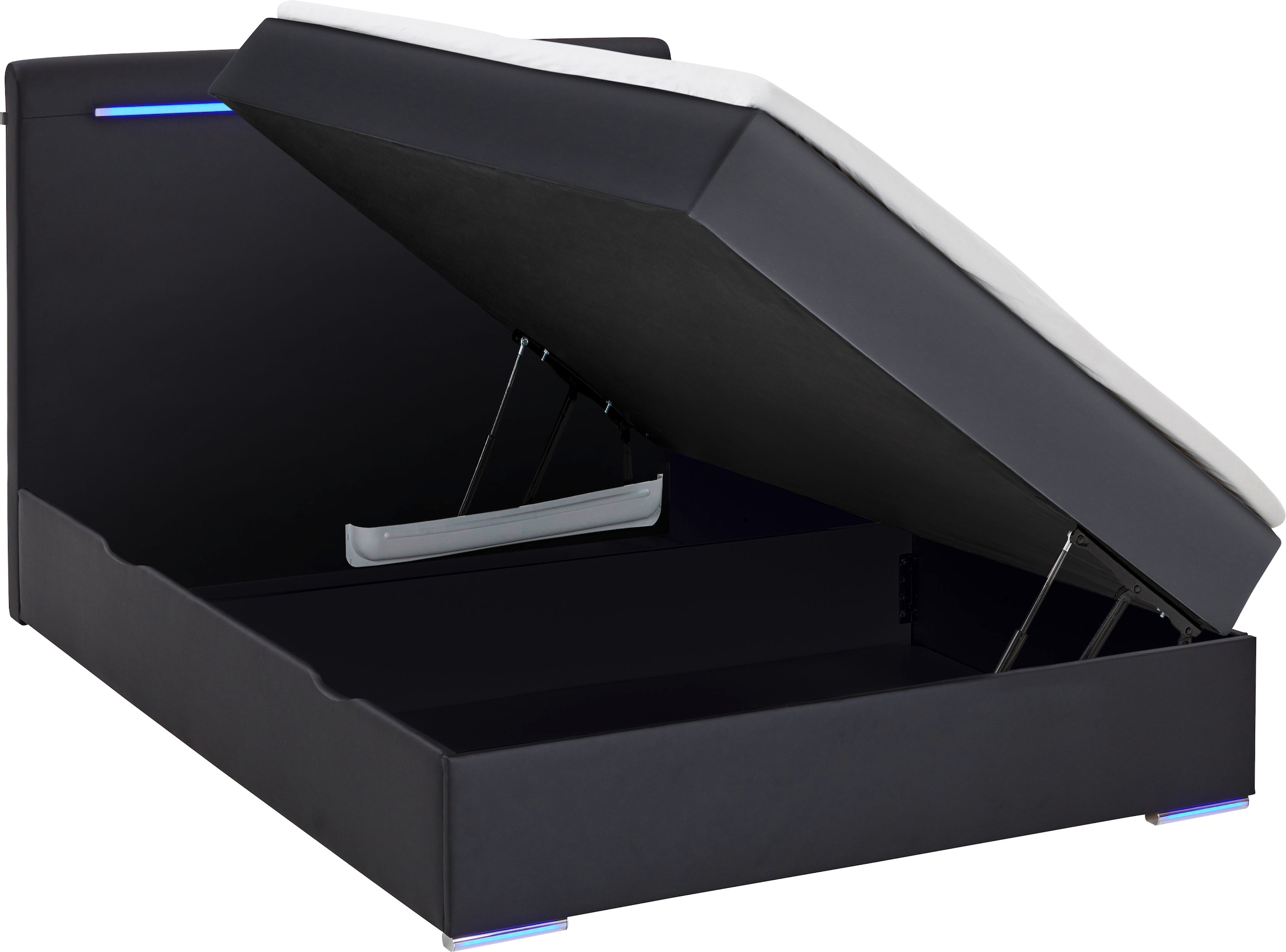 meise.möbel Lit de boxe »Candela inkl. Bettkasten, Topper & LED-Beleuchtung an Kopfteil & Füssen«