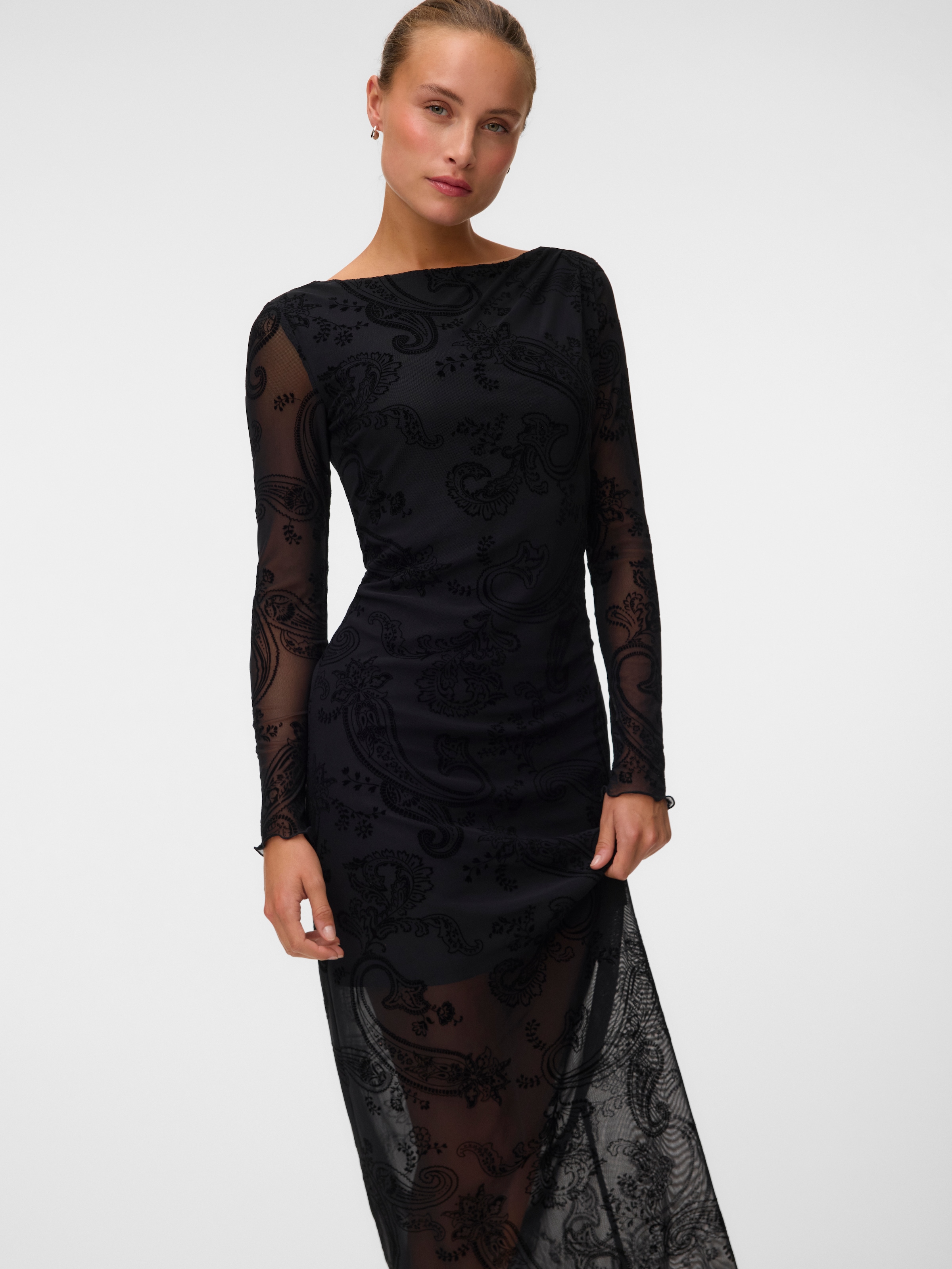 Image of Vero Moda Maxikleid "VMLOVA LS MESH 7/8 DRESS JRS NOOS" Materialmix