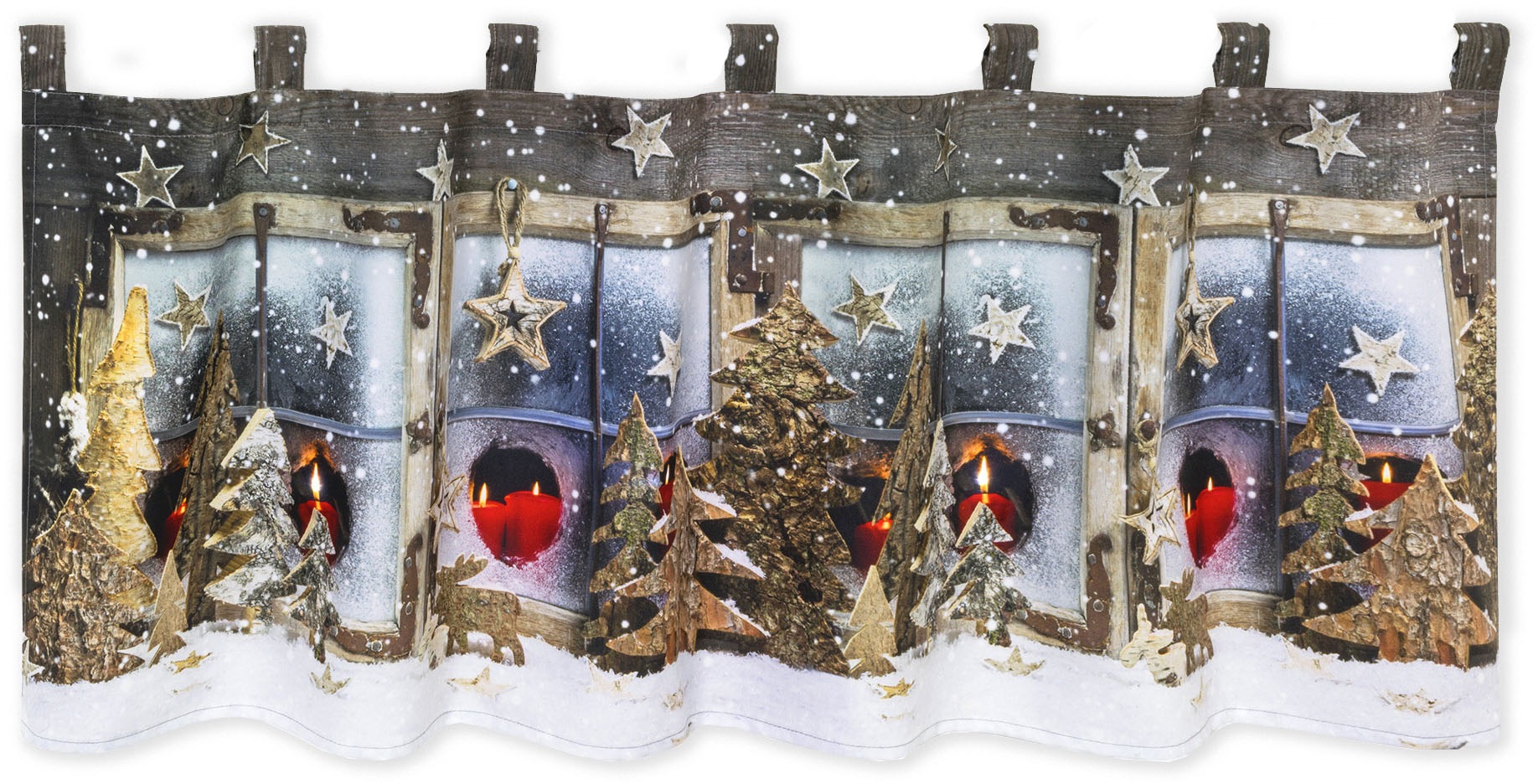 Image of Delindo Lifestyle Scheibengardine "Winterlandschaft" Schlaufen 1 Stk. tlg. mit Schlaufenaufhängung, für die Küche