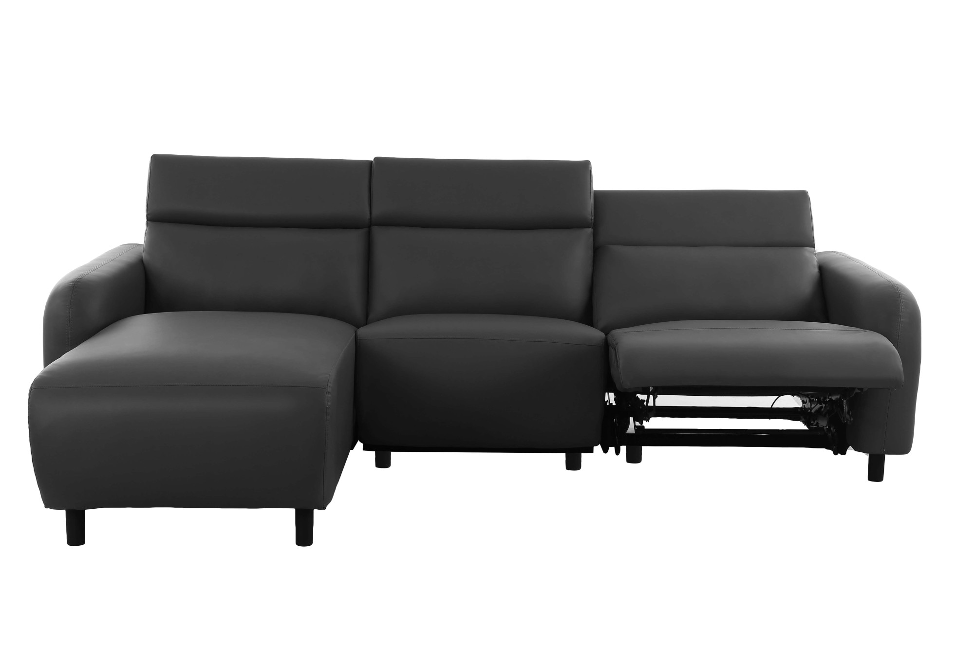 Home affaire Ecksofa »SKAANE Lederoptik, L-Form, 274 cm, manuelle/elektrische Relaxfunktion,« rundes Design, Kopfteilverstellung, Federkernpolsterung