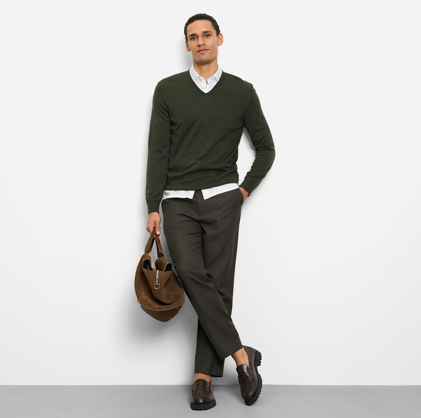 OLYMP Pull col V »OLYMP Strick Casual« pull classique en maille