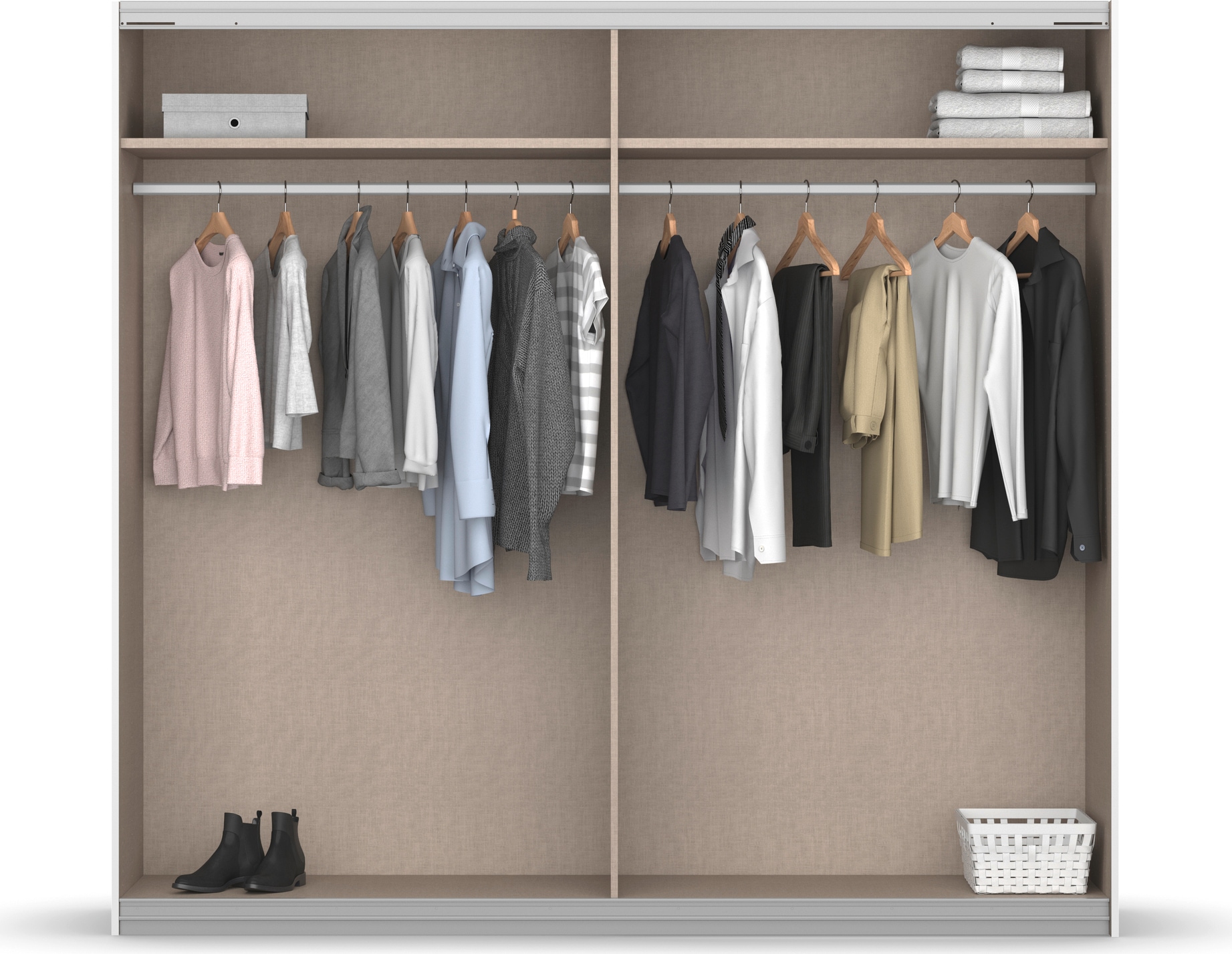rauch Armoire à portes coulissantes »Kleiderschrank Schrank Garderobe Schlafzimmerschrank APOLLON« incl. élément suspendu pratique avec 6 crochets à vêtements MADE IN GERMANY