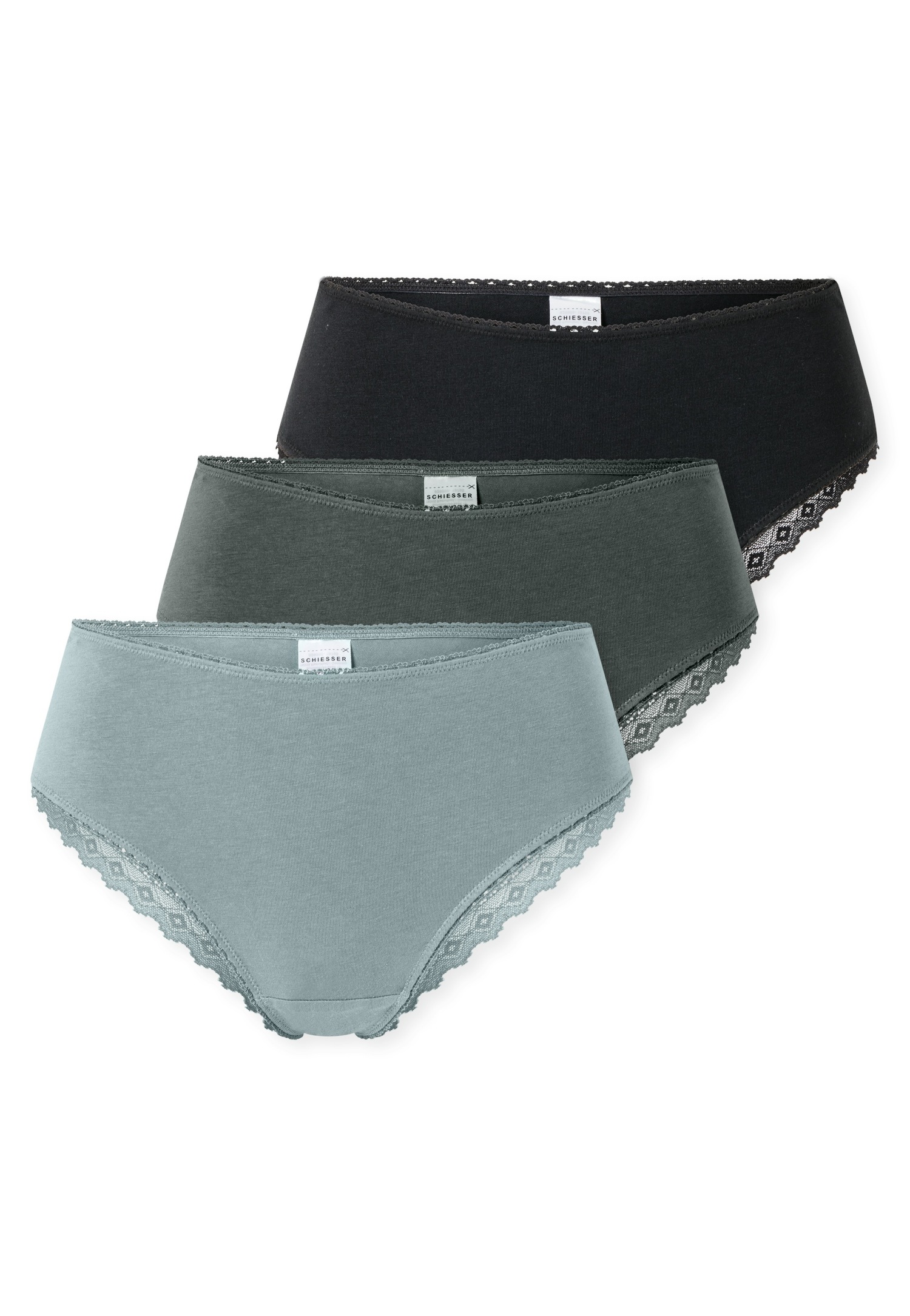 Image of Schiesser Brasilslip "Modern Multipacks" 3er Pack, Spitzenbänder, Single-Jersey, Baumwollmischung