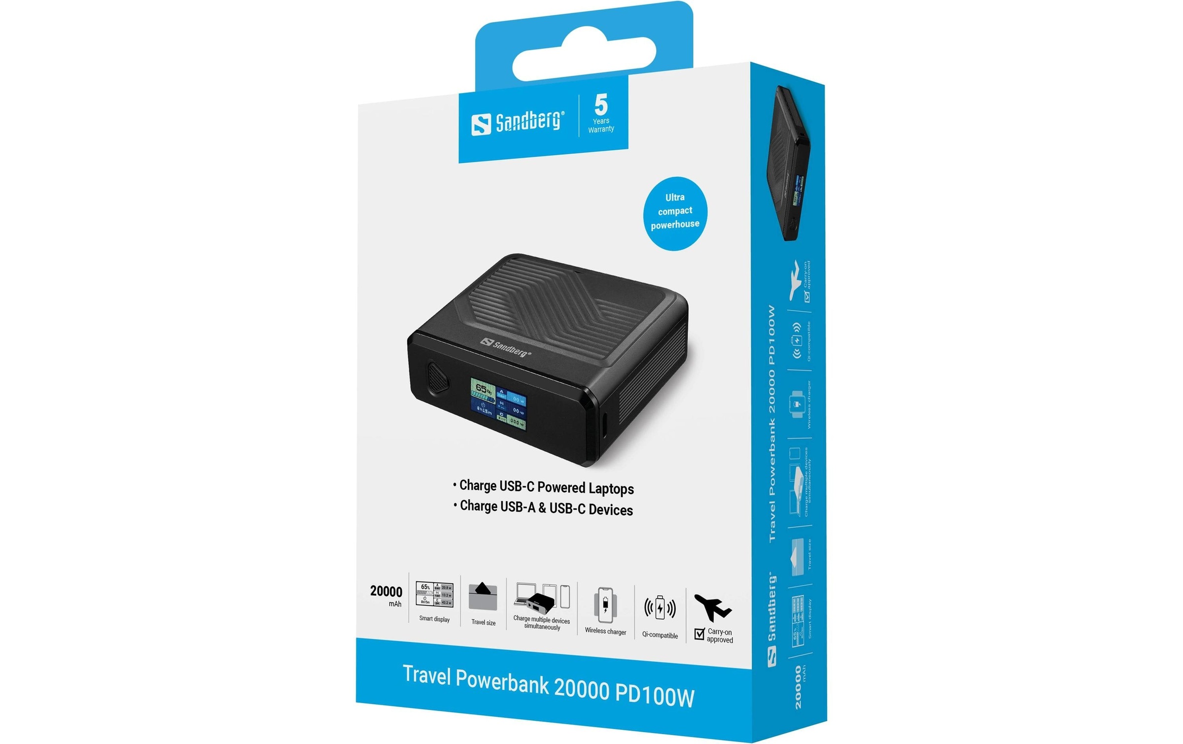 Sandberg Banque d'énergie »Travel 20000 mAh« Wireless Charger