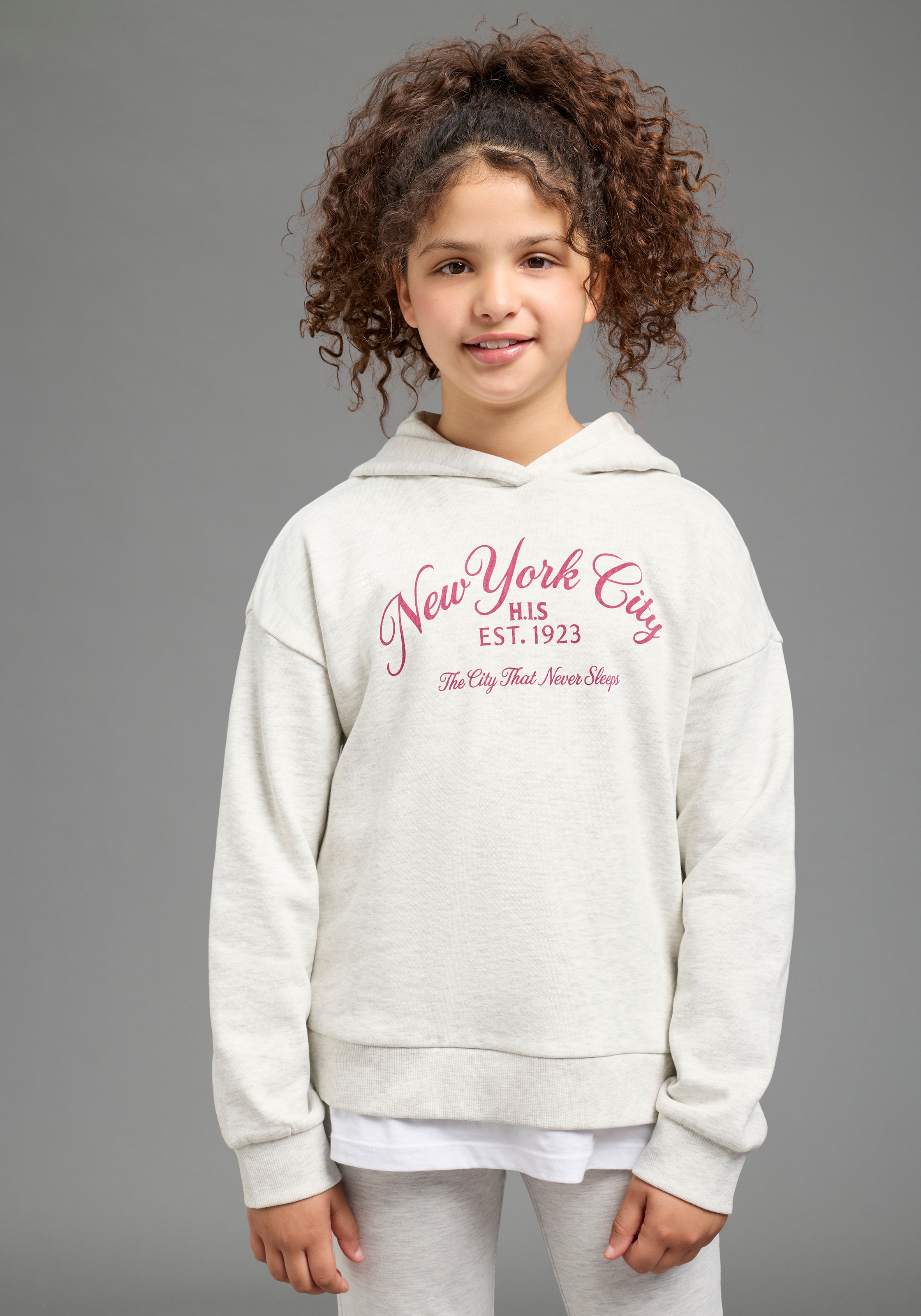 Image of H.I.S Kapuzensweatshirt "2in1 look, H.I.S Sweatshirts mit New York Druck", Hoodie mit modischem Druck und Badge, in weich angerauter Sweatware