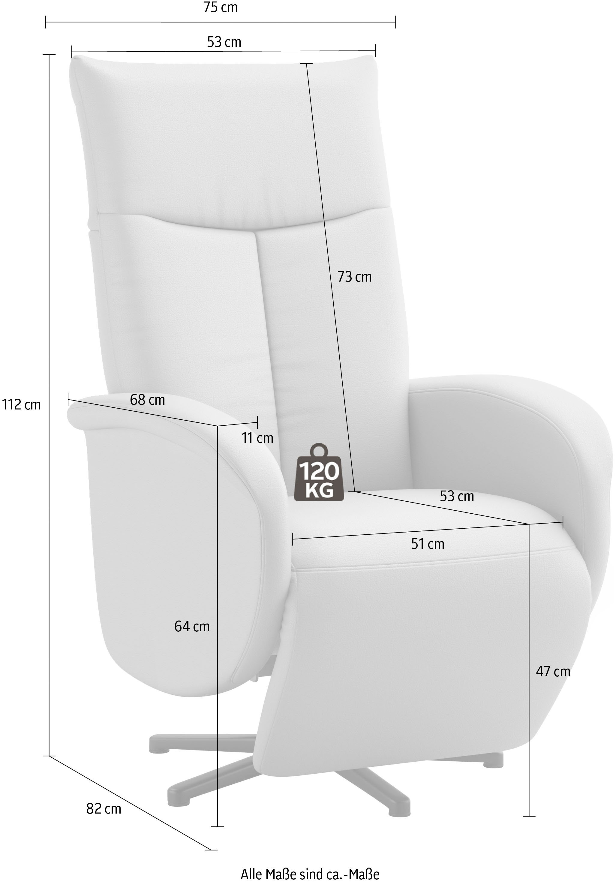sit&more Fauteuil TV »Juma, inkl. Drehfunktion & Kopfteilverstellung« hauteur accoudoir 64 cm, option aide au lever, 2 moteurs et batterie