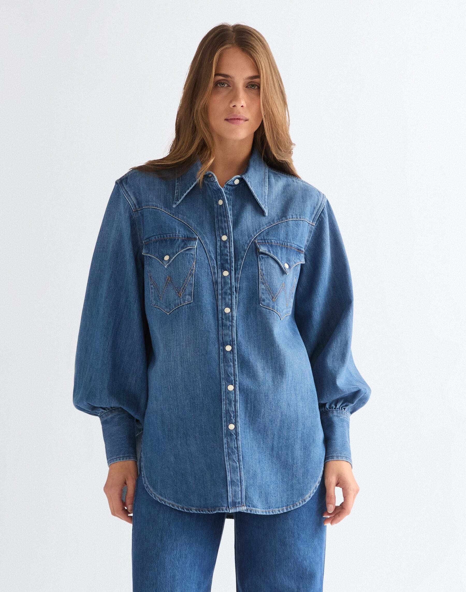 Wrangler Jeansbluse »WRANGLER Jeanshemd Exaggerated Western«