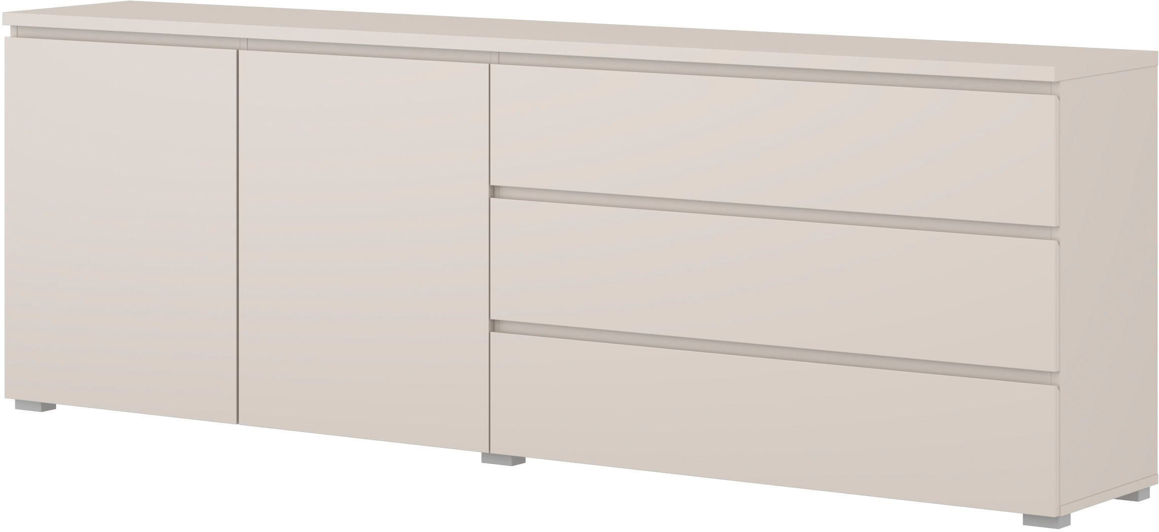 GOODproduct Buffet »Modo, Breite 200 cm, moderne grifflose Kommode 2Türen/3 SK« Schubladenkommode mit viel Stauraum, Einlegeböden verstellbar
