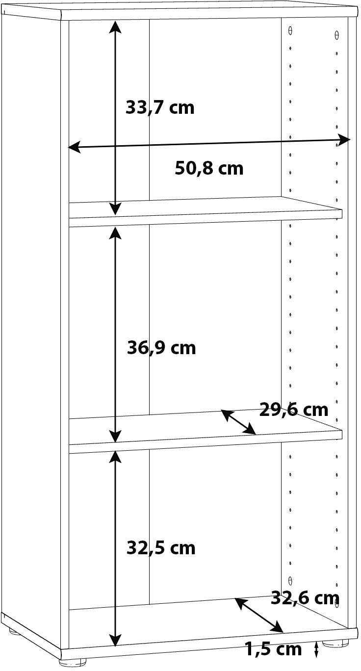 FORTE Regal »Tempra, Mehrzweckregal schmal, Höhe 111,1cm, 2 Ablageböden« Breite 54 cm