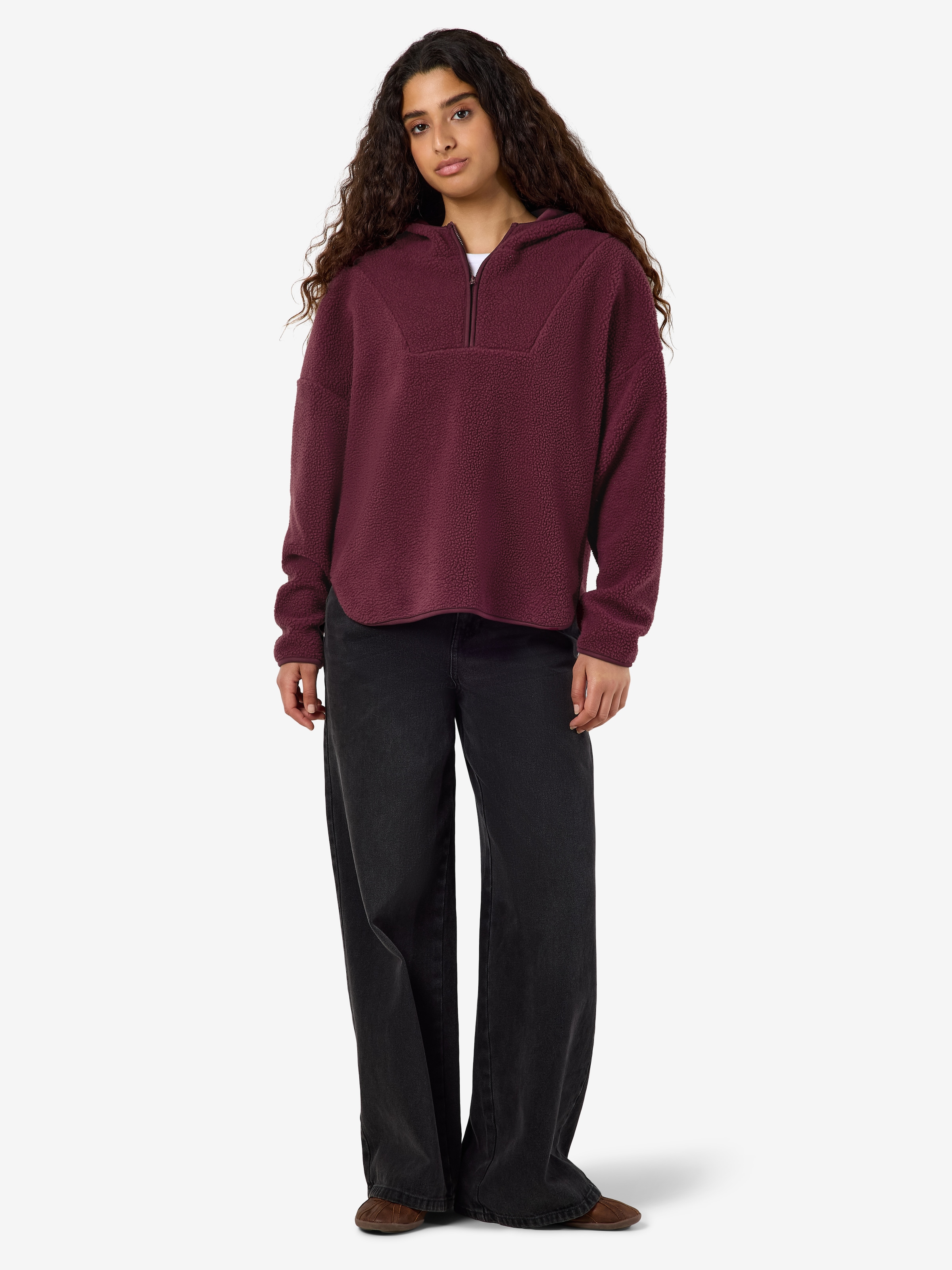 Noisy may Fleecepullover »NMCOZY L/S HALFWAY ZIP SWEATER JRS NOOS«, Polyester, relaxed fit
