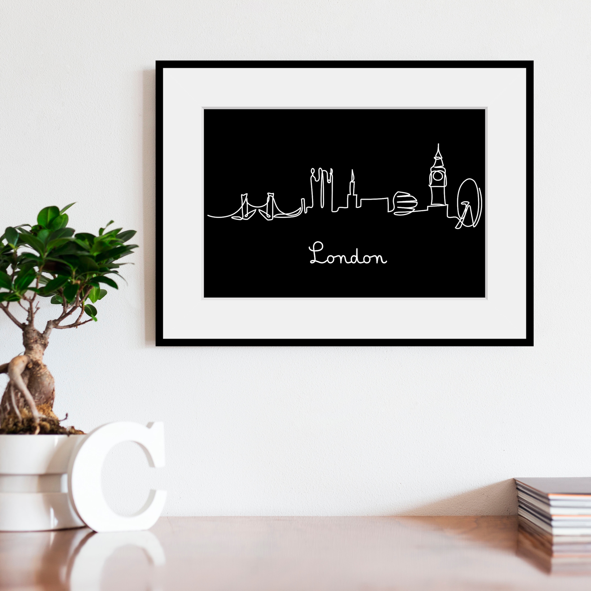 Image of queence Bild "London Skyline" Kunst London Modern Stadt Städte 1 Stk. tlg. HD Premium Poster-Druck inkl. Holzrahmen