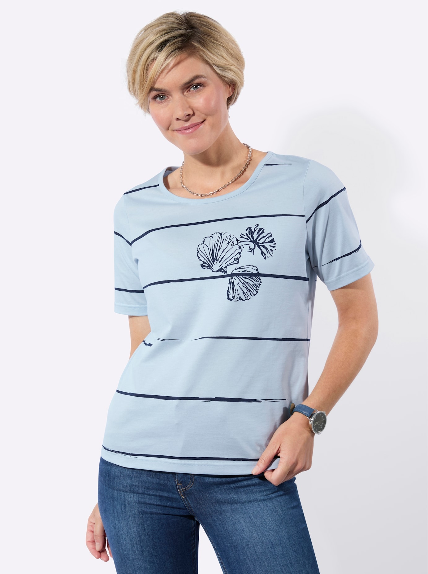 Classic Basics Rundhalsshirt "Halbarmshirt" 1 tlg.