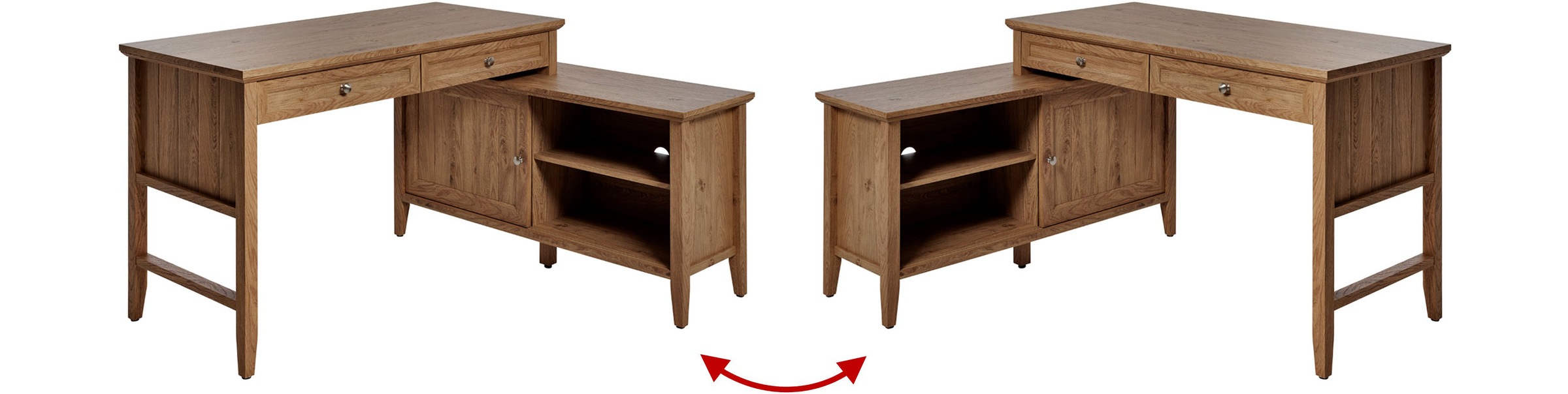 Jahnke Bureau d'angle »CLASSIC C 145 E« montage réversible, avec porte coulissante, dimensions 144,9 x 120 cm