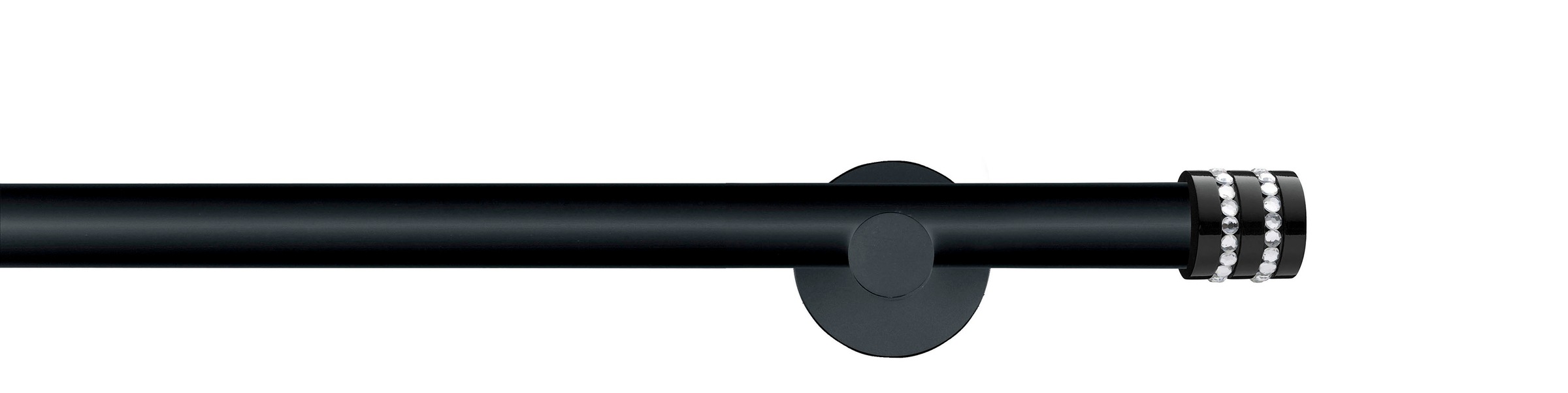 Image of GARESA Gardinenstange "BLACK" Ø 20 mm 1 läufig-läufig Wunschmasslänge Vorhanggarnitur, verlängerbar, Endkappe mit Glitzersteine