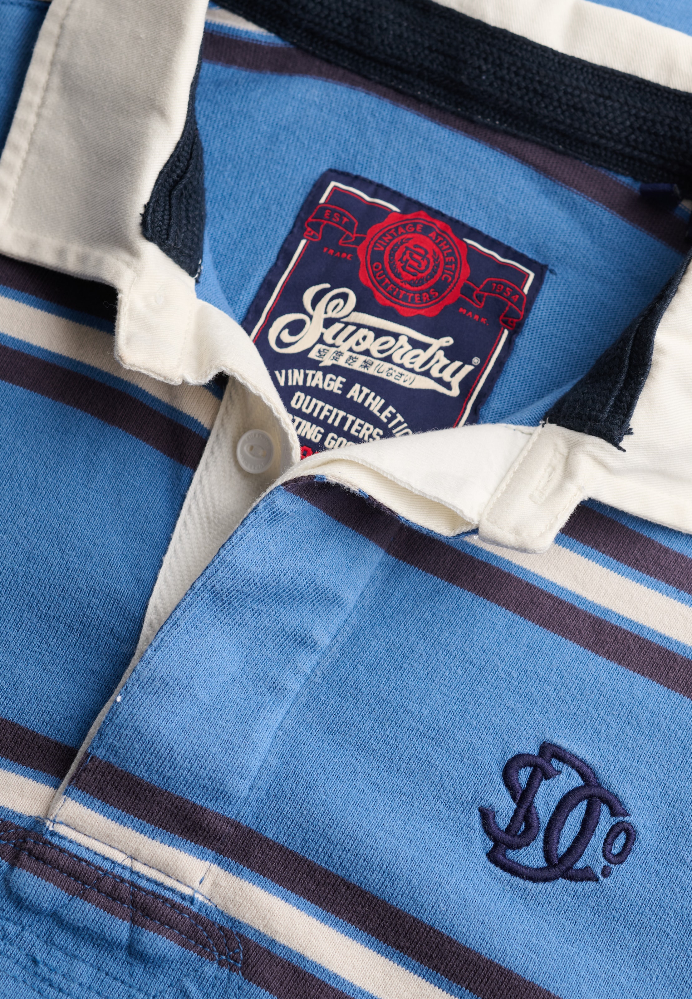Superdry Polo à manches longues »CLASSIC RUGBY TOP« en coton et jersey simple, coupe décontractée, avec patte de boutonnage courte