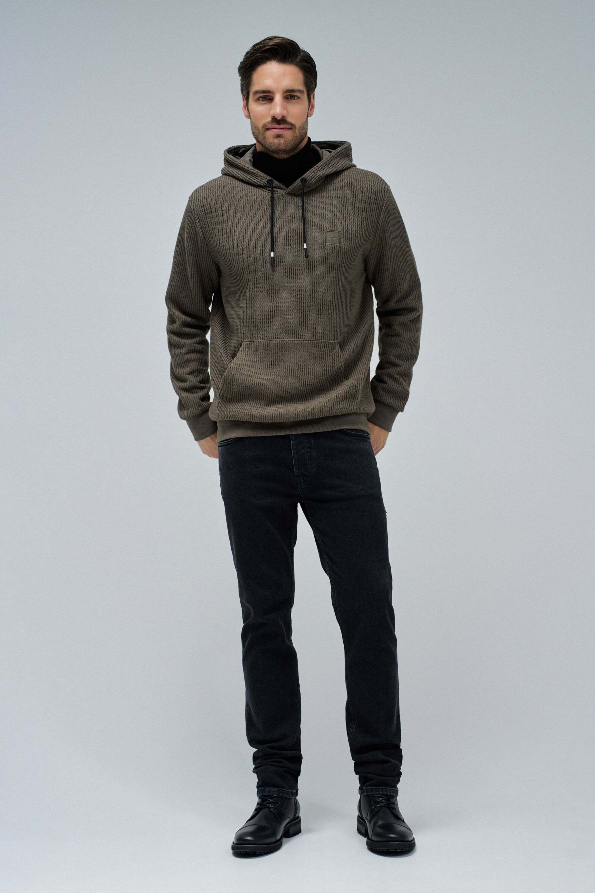 Salsa Kapuzenpullover »Salsa Jeans Kapuzenpullover Textured Hoodie W/ Logo Patch«