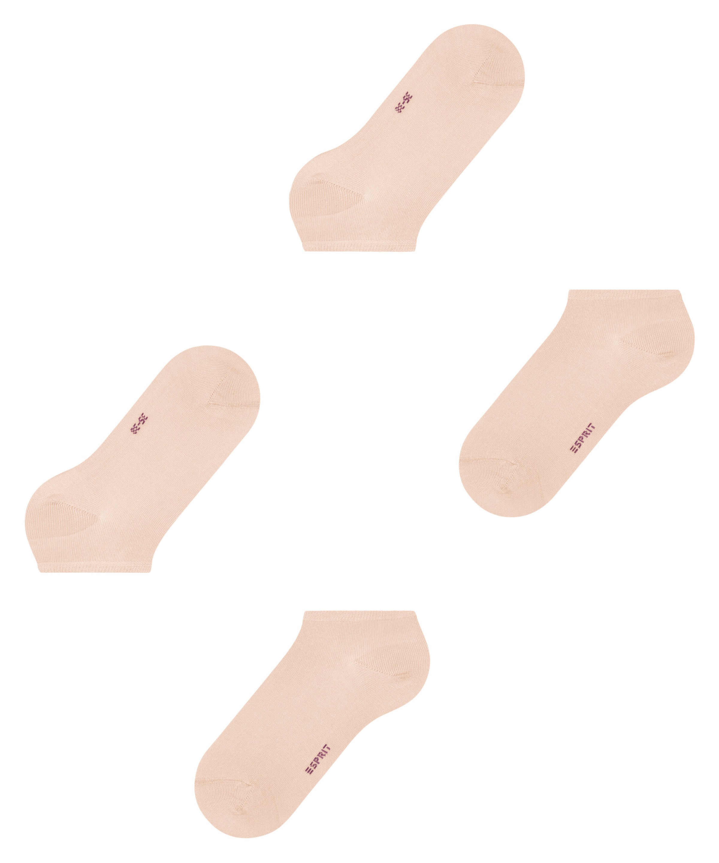 Esprit Chaussettes de baskets »Uni« 2 paires,  renforcé, sans cheville et en coton doux