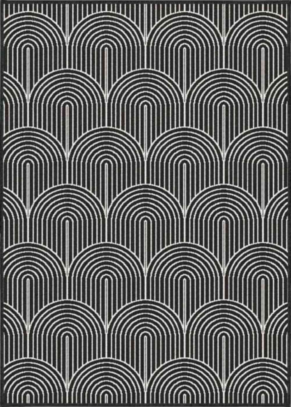 THE RUGS Flatweave Indoor Outdoor Reversible Rug Pangli Durable Polypropylene in Black | Size: 240cm x 330cm
