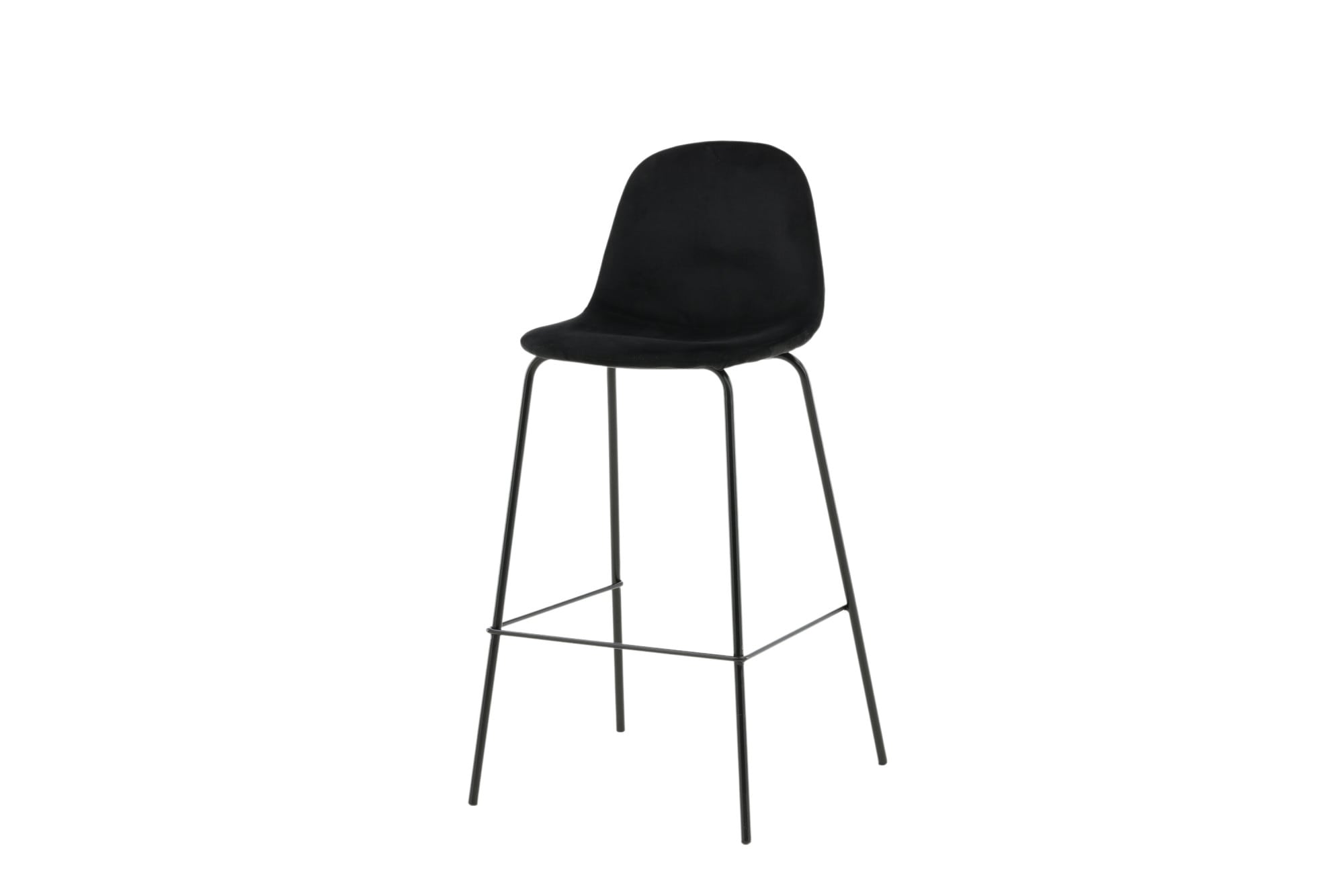 Venture Home Barhocker »Polar, 2er-Set Barhocker in Schwarz-Samt, luxuriös, 150 kg belastbar« 2 Stk. tlg. Tresenstuhl, weicher Bezug, schwarze Metallbeine, Fussstütze, edel