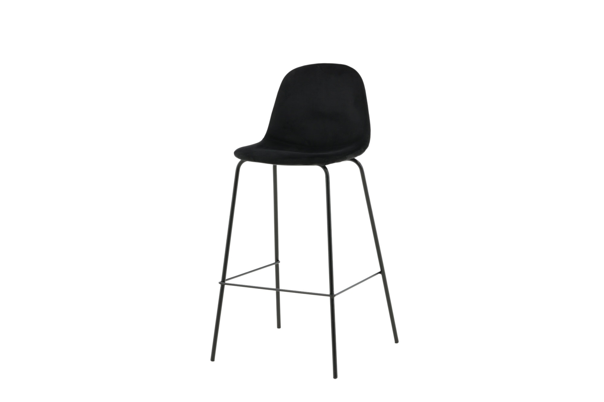 Venture Home Barhocker "Polar, 2er-Set Barhocker in Schwarz-Samt, luxuriös, 150 kg belastbar" 2 Stk. tlg. Tresenstuhl, weicher Bezug, schwarze Metallbeine, Fußstütze, edel