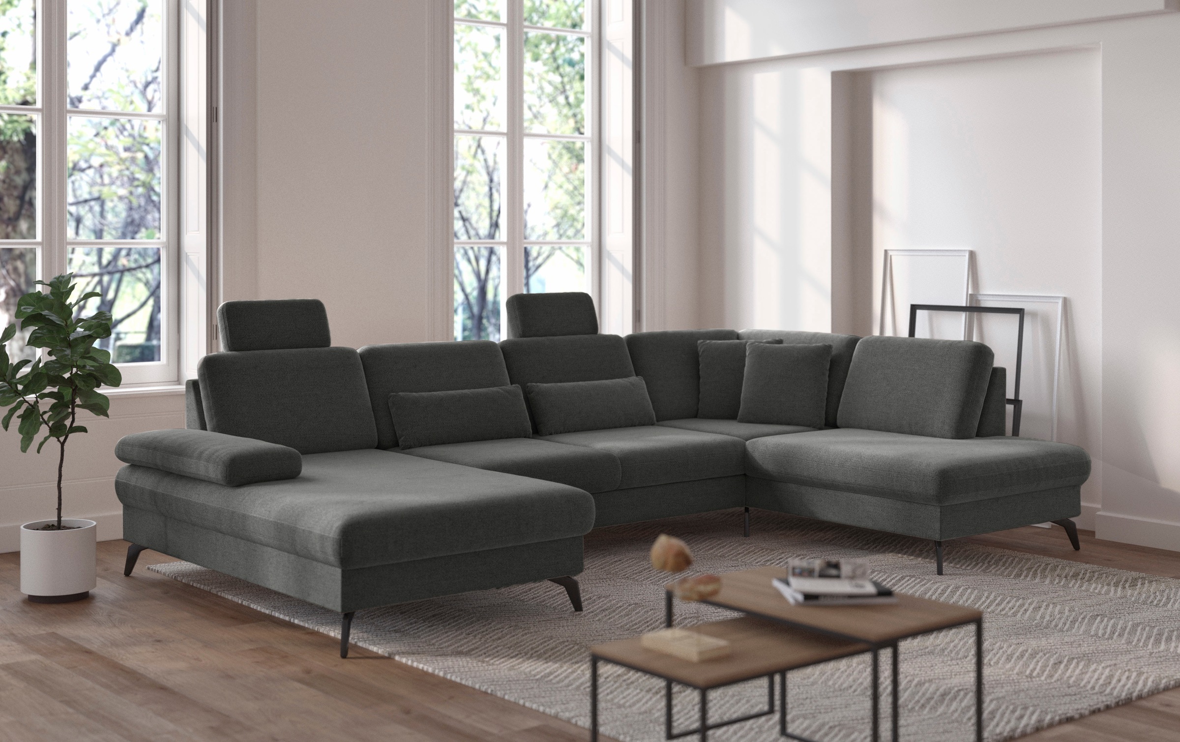 sit&more Wohnlandschaft »Morris U-Form, inkl. Sitztiefenverstellung«, wahlweise mit Armteilverstellung, Bettfunktion & Bettkasten