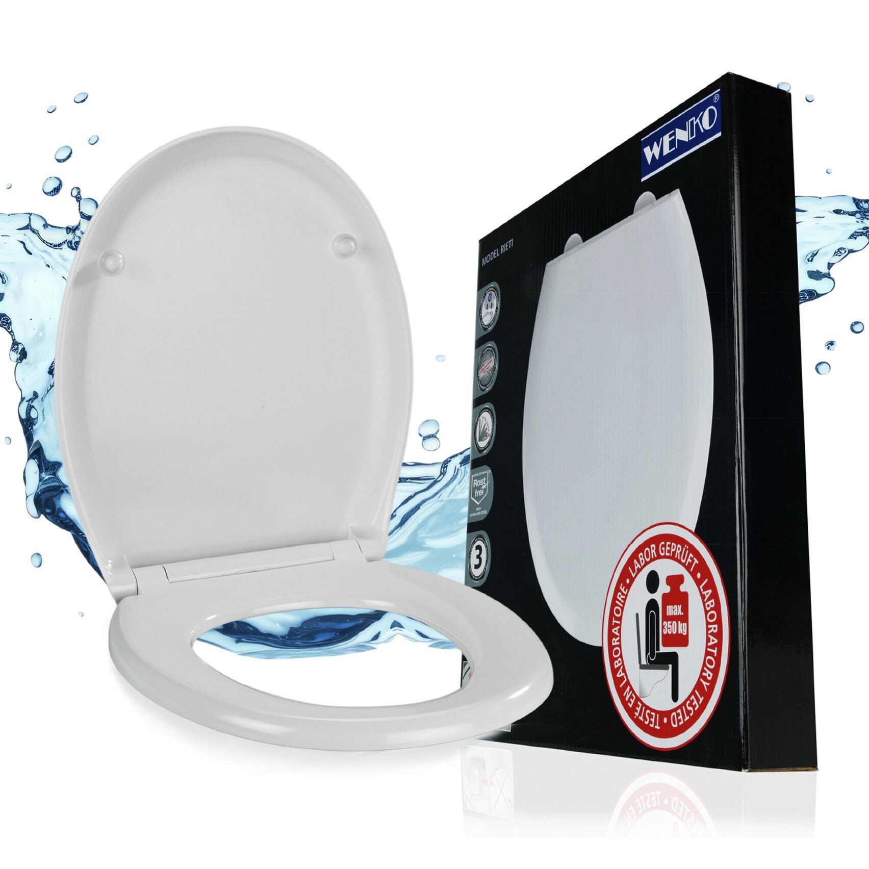 WENKO WC-Sitz »Rieti« strapazierfähiger Toilettensitz, belastbar bis 350 kg, Absenkautomatik