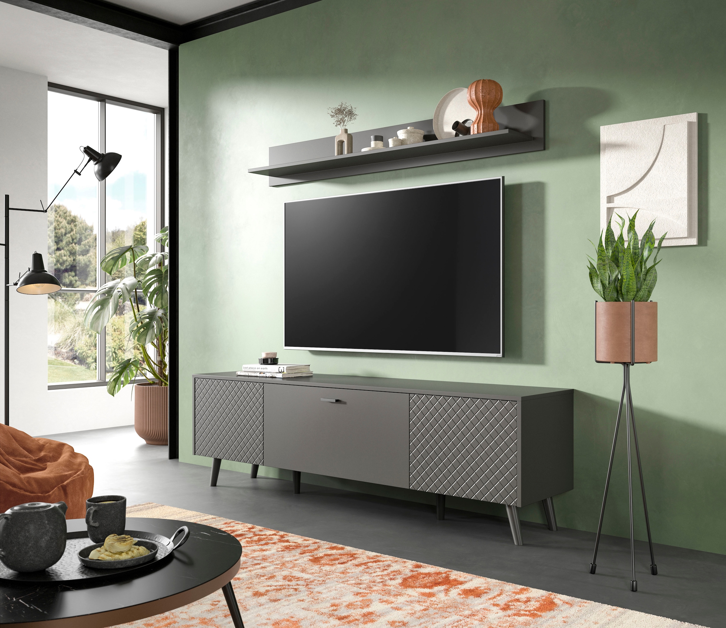 Home affaire Tableau mural »RHOMBUS, Breite 160 cm« 1 cuis tlg. Wandregal, Wandboard, Wohnzimer, Esszimmer
