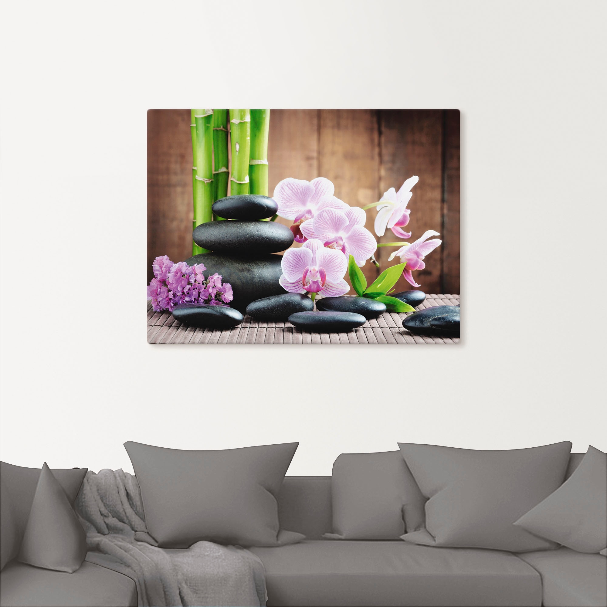Artland Fresque murale »Spa Konzept Zen Steinen Orchideen« Zen 1 cuis tlg. als Leinwandbild, Poster in verschied. Grössen