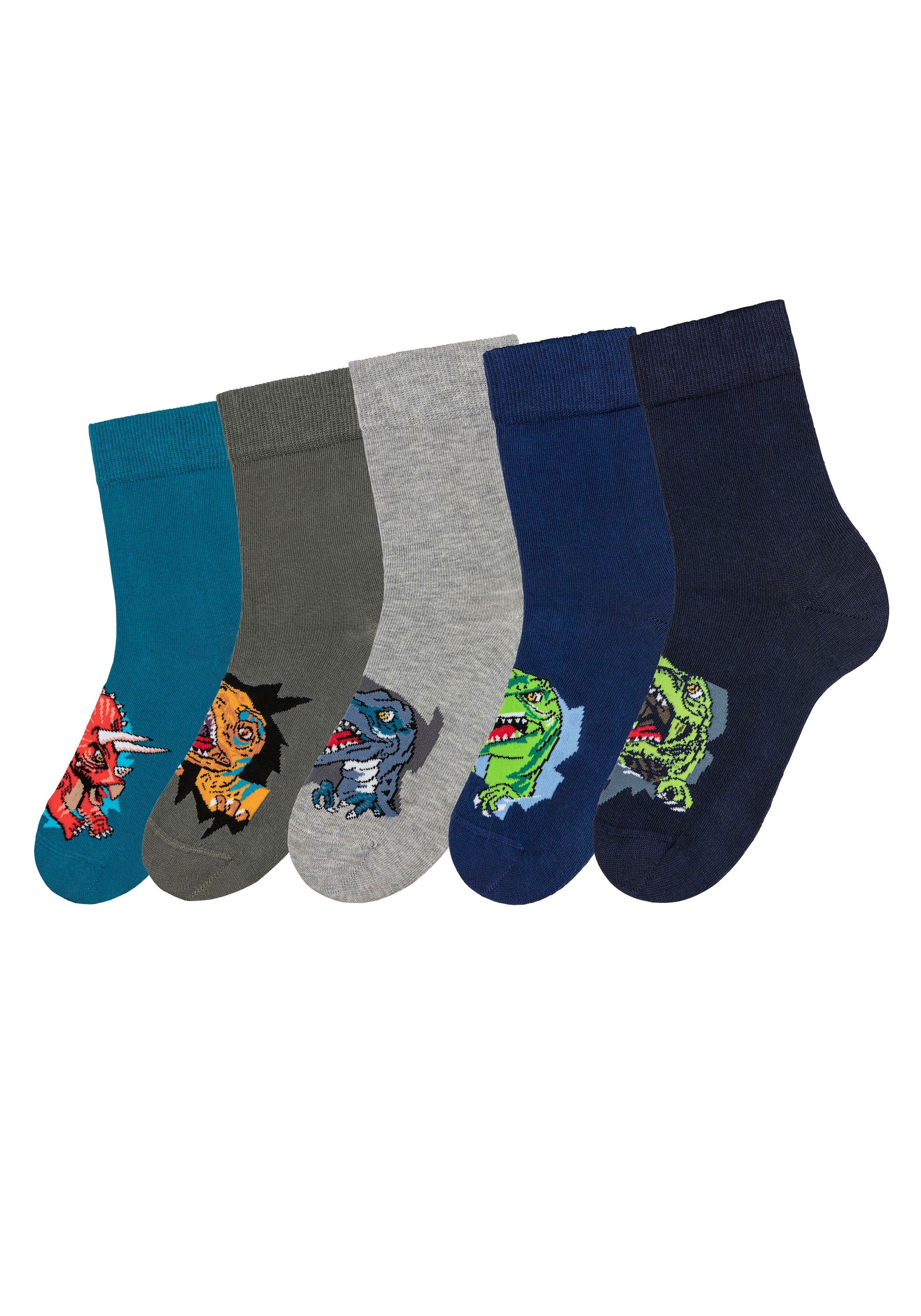 Socken, (Packung, 5 Paar), mit Dinosauriermotiven