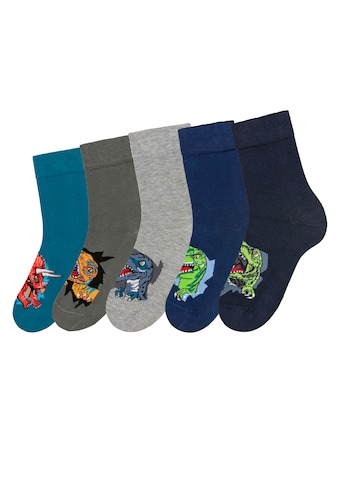 Socken, (Packung, 5 Paar), mit Dinosauriermotiven