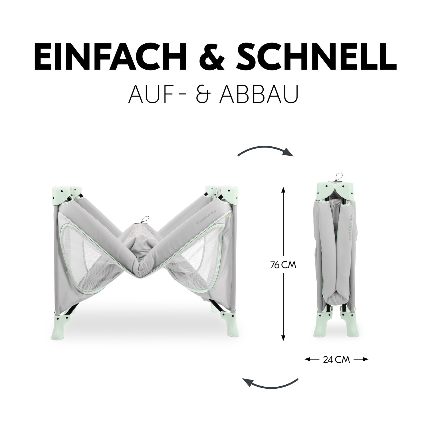 Hauck Lit de voyage pour bébé »Dream N Play Plus, Dusty Mint« Vorderausstieg