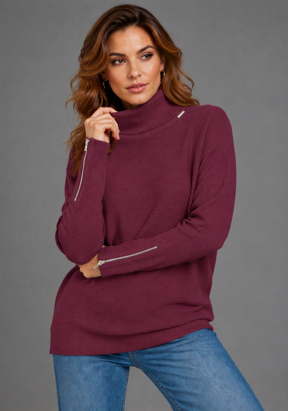 Image of Bruno Banani Strickpullover mit Rollkragen, langer Schnitt, lässig geschnittene Passform