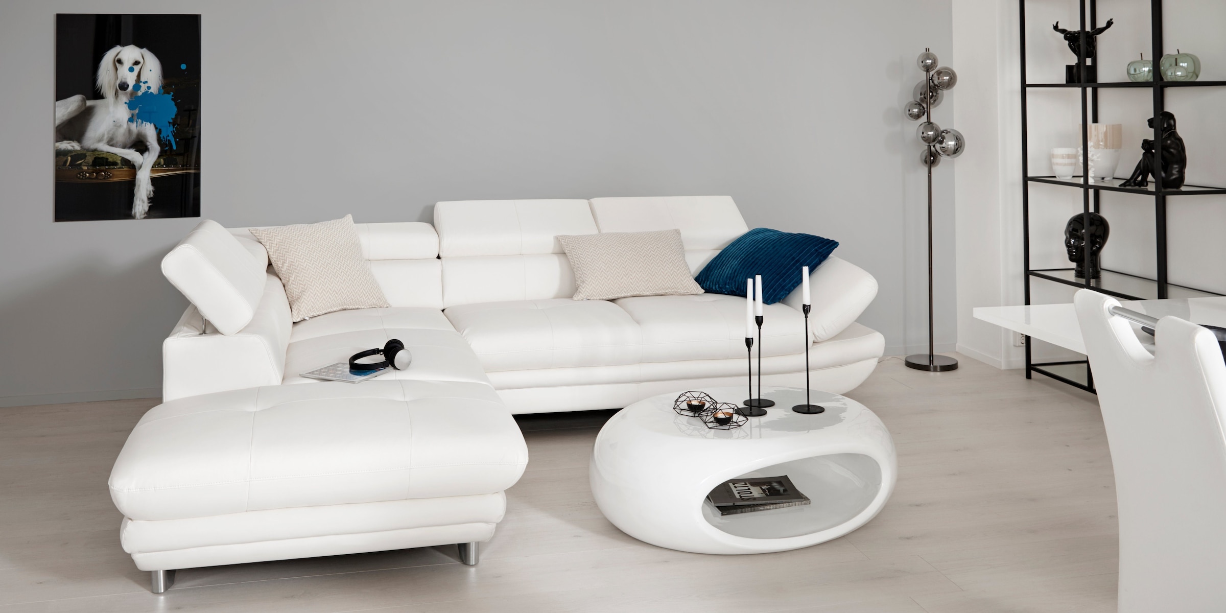 COTTA Polstergarnitur »Enterprise L-Form«, (Set), Set bestehend aus: Ecksofa mit Arm- & Kopfteilverstellung & Hocker
